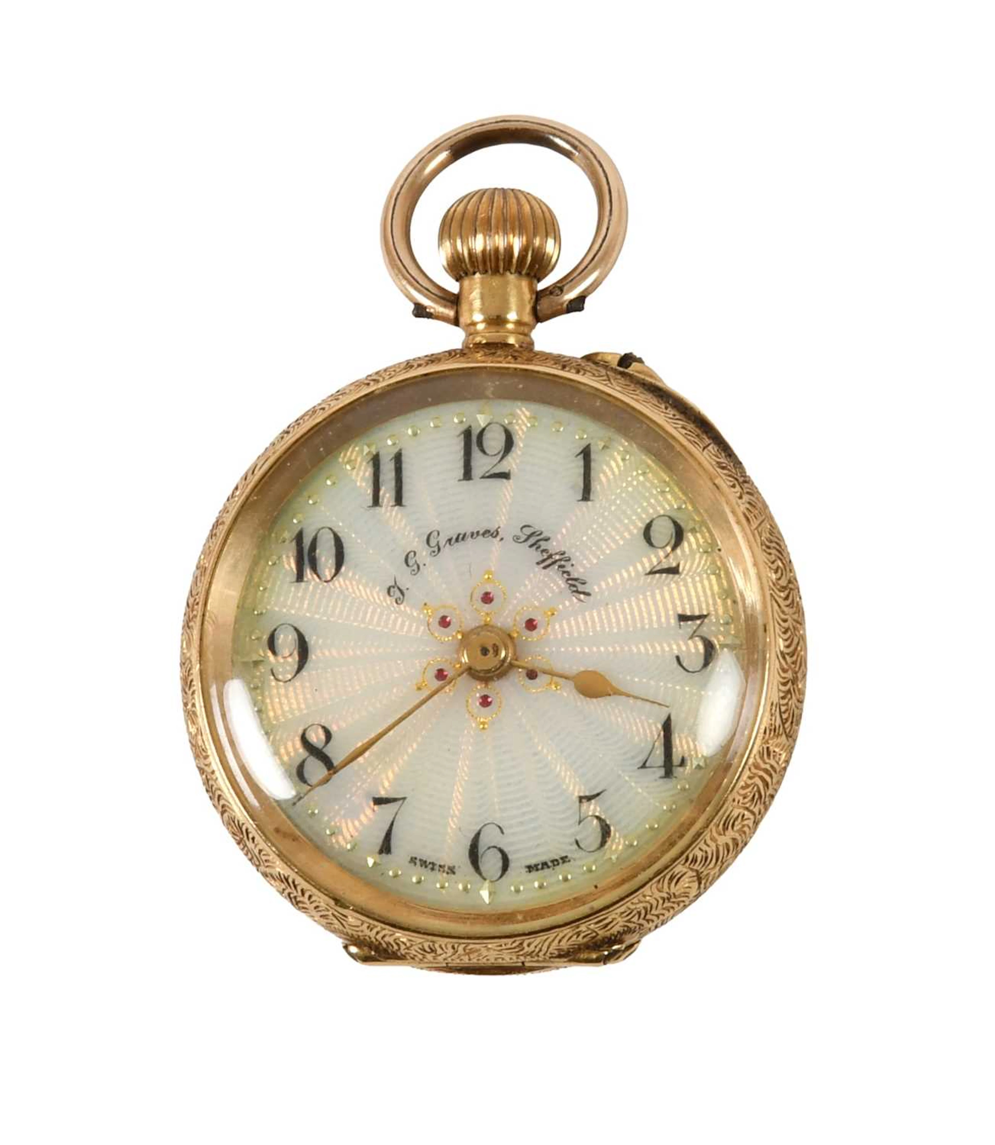 A Lady's 18 Carat Gold Fob Watch, retailed by J.G.Graves, Sheffield
