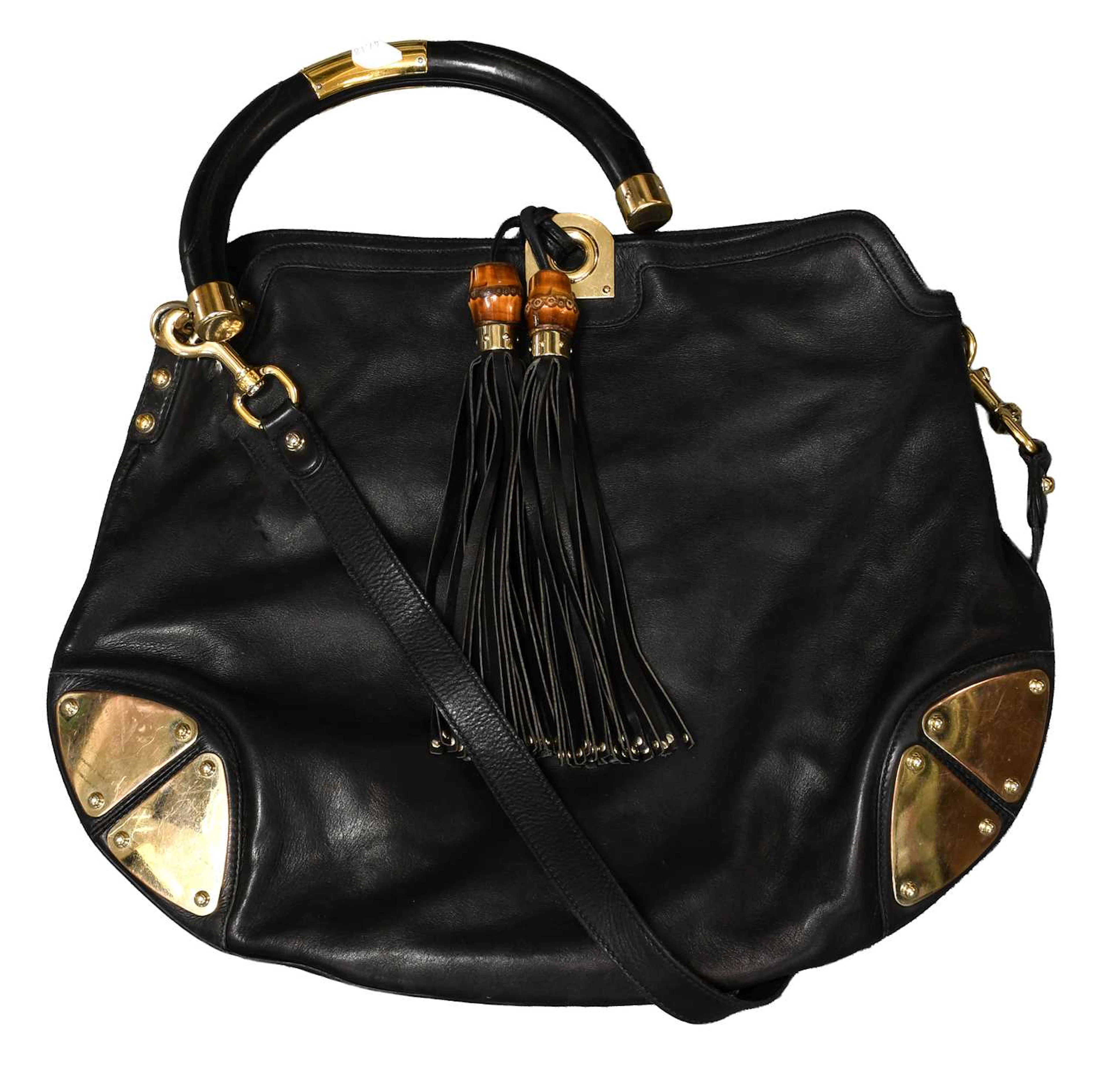 Gucci Black Leather Hobo Indy Bag