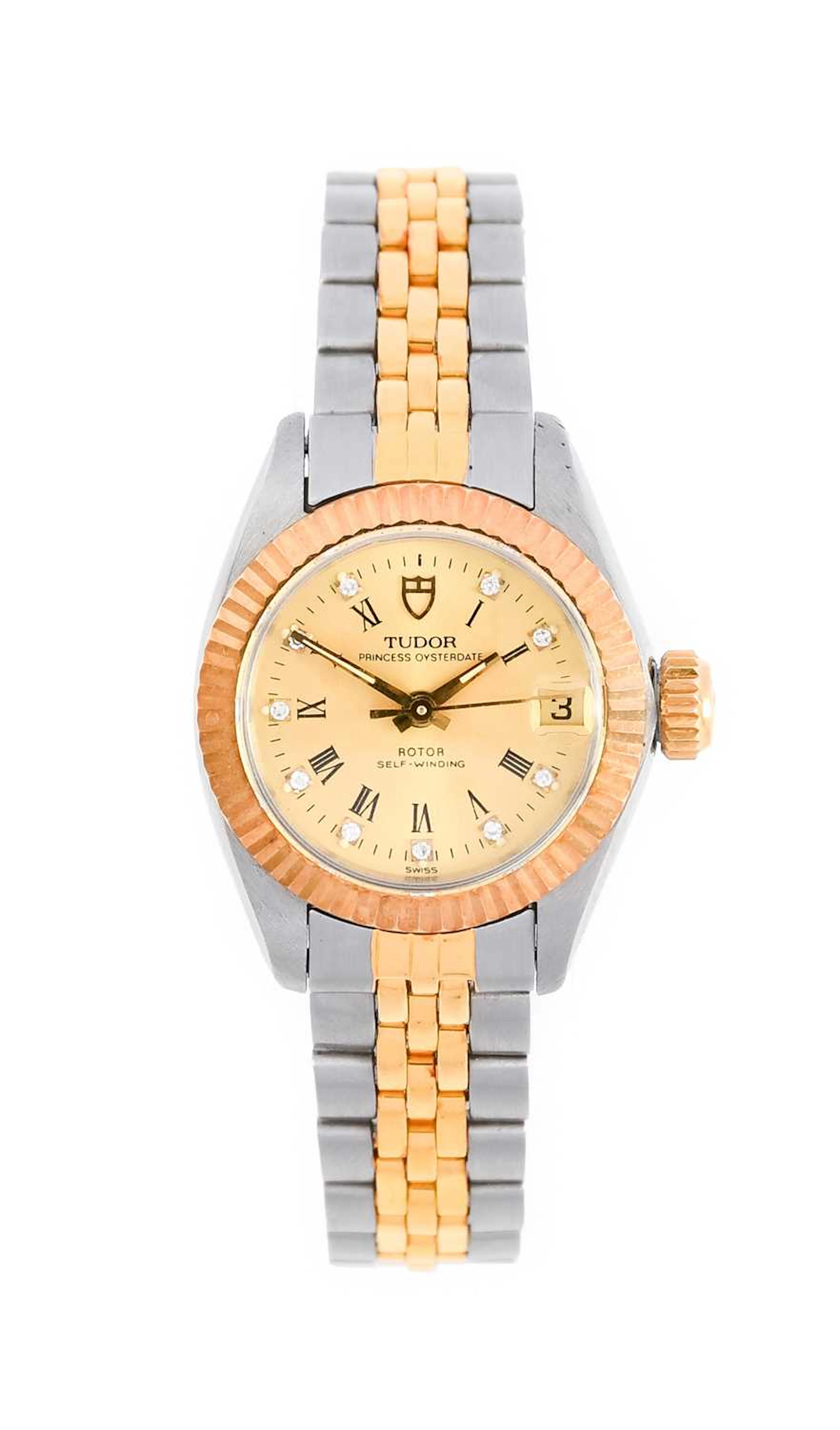 Tudor: A Lady's Bi-Metal Automatic Calendar Centre Seconds Wristwatch