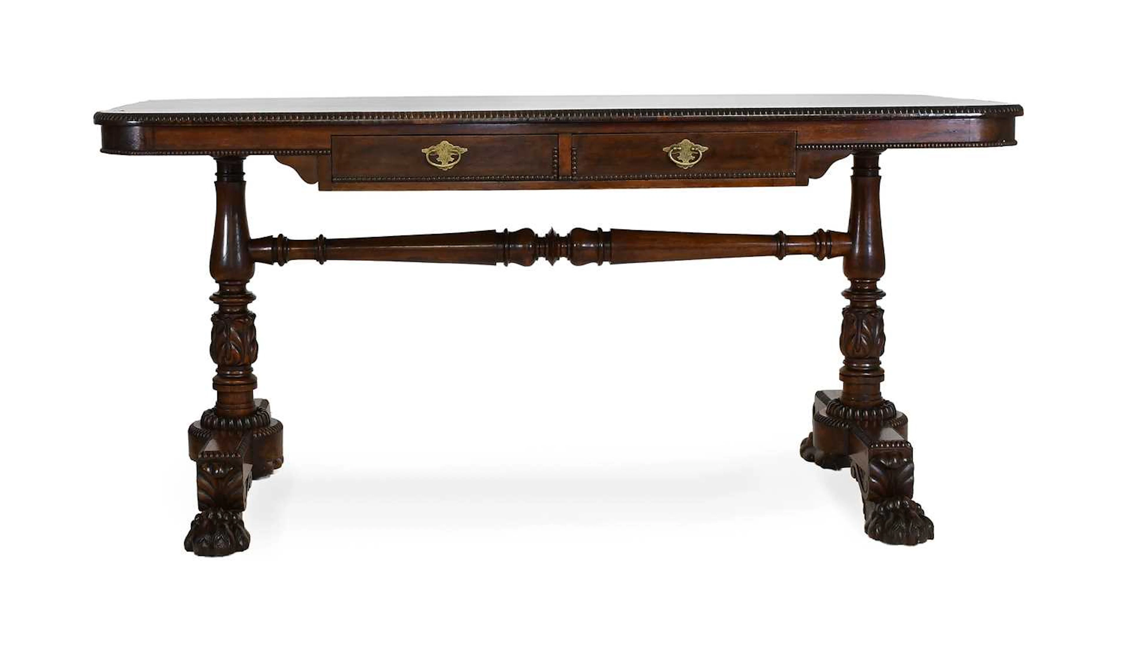 A Regency Carved Rosewood Library Table, early 19th century