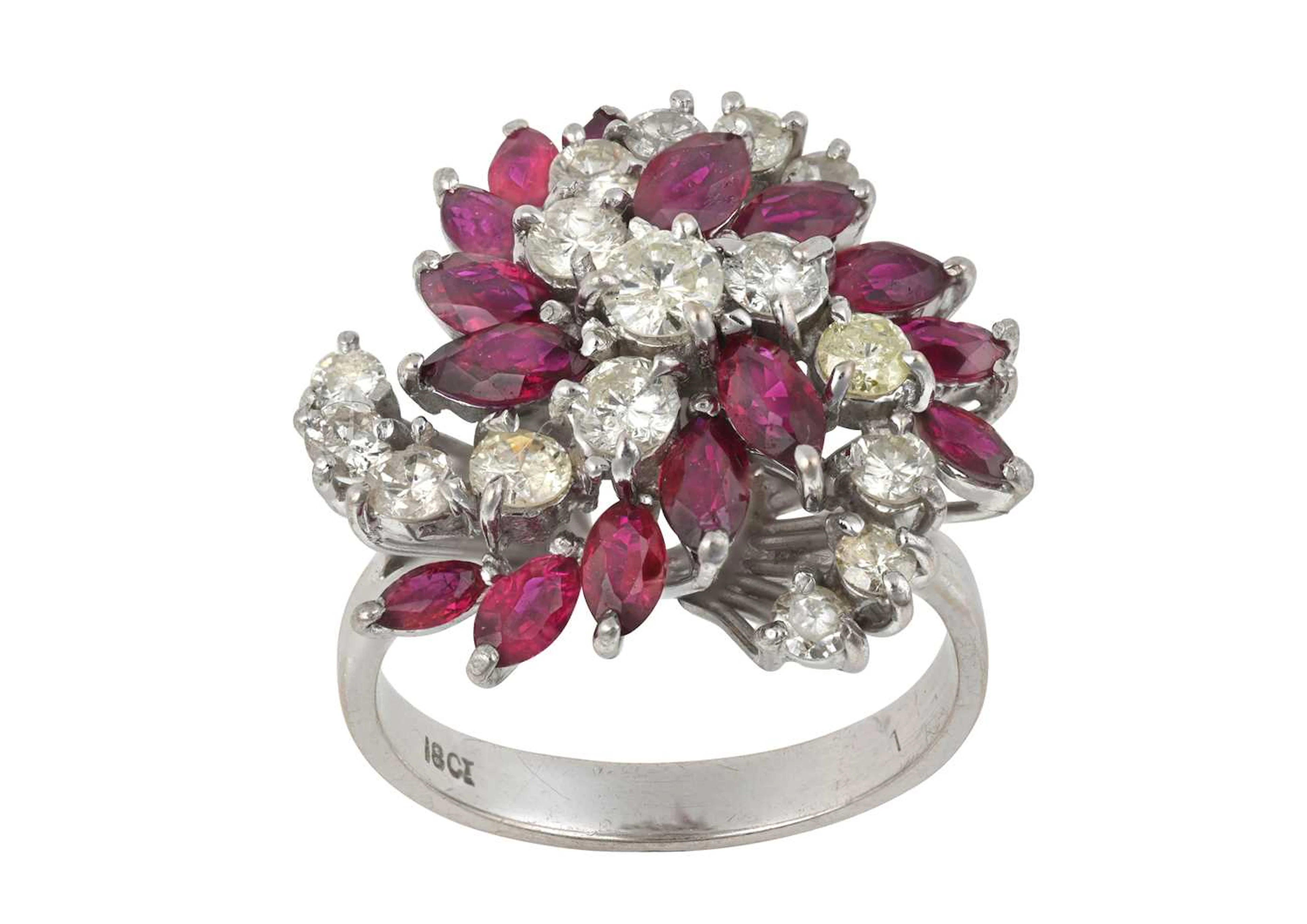 A Ruby and Diamond Cluster Ring