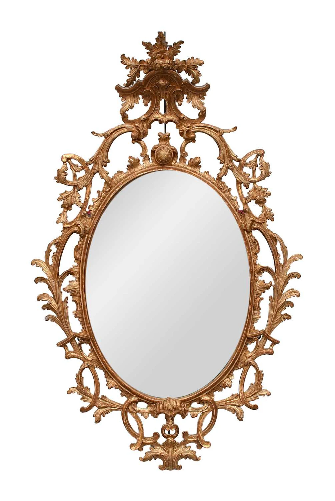 A George III Carved Giltwood Oval Wall Mirror, circa 1760