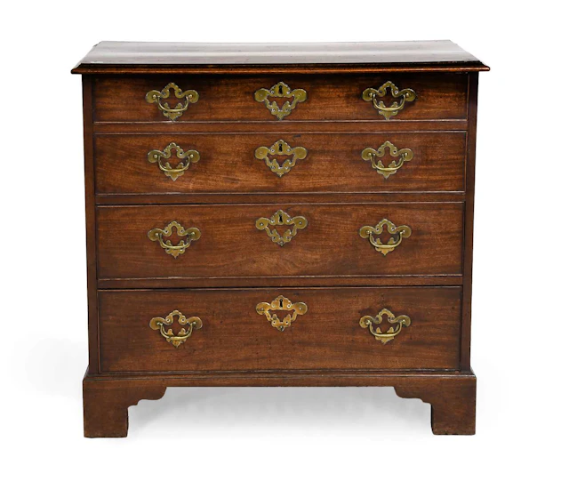 A George III Mahogany and Oak-Lined Straight-Front Chest of Drawers