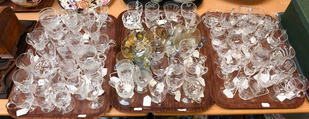 A Collection of Various Glass Custard Cups, Victorian and later