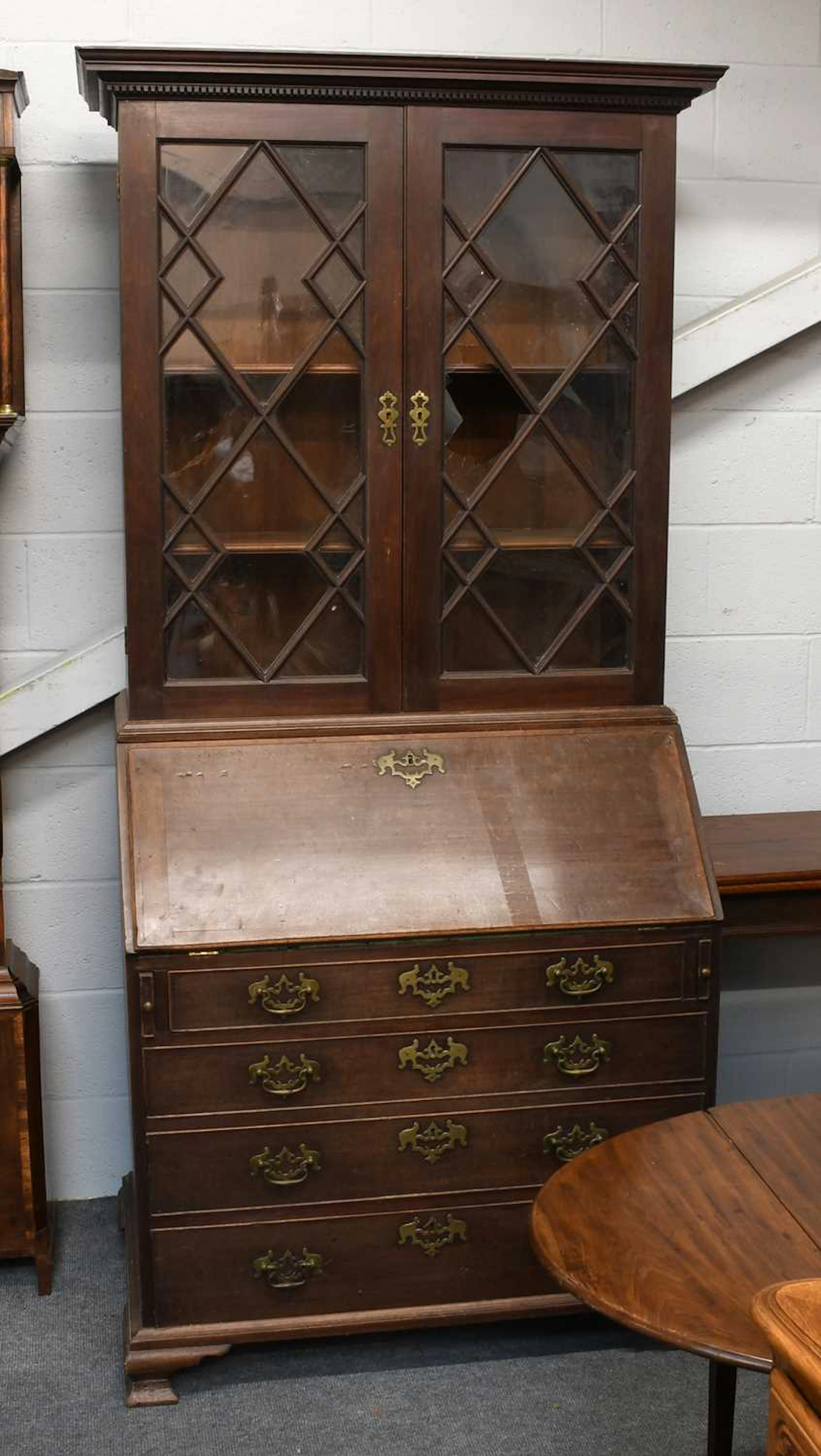 A George III Mahogany Bureau Bookcase