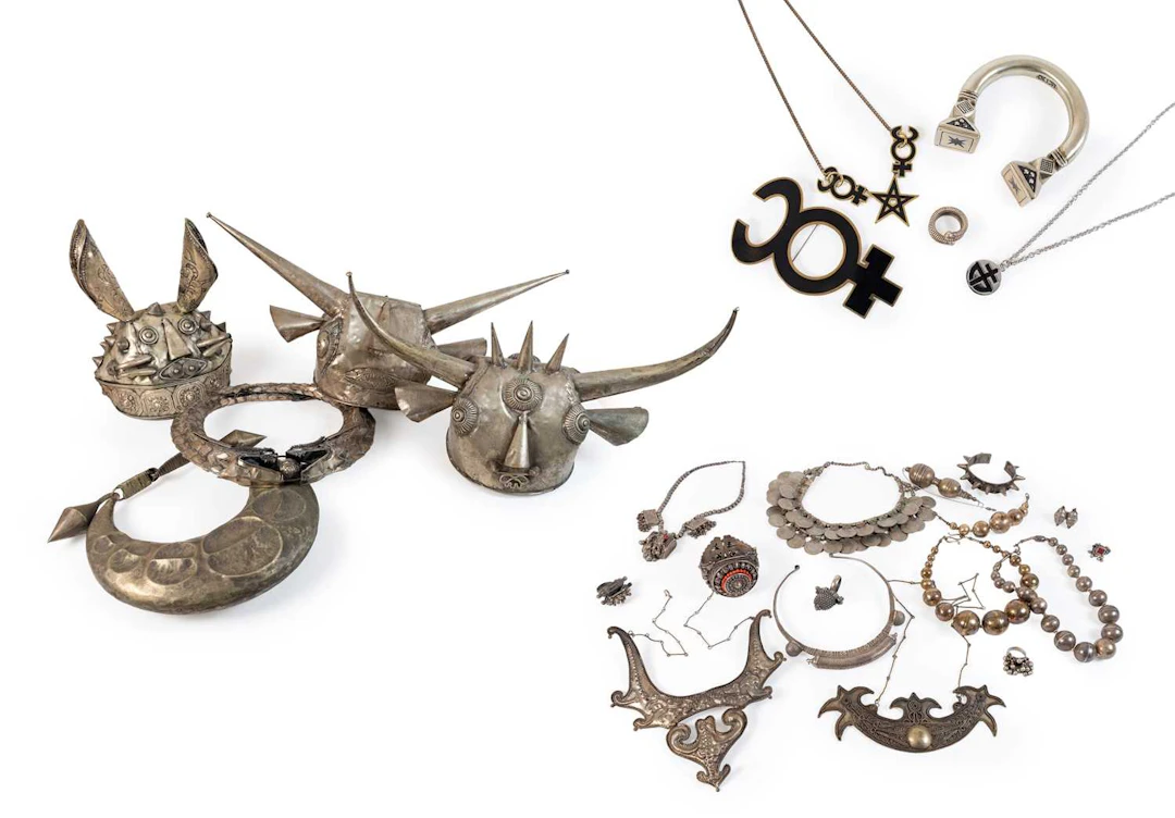 Mid-20th Century and Later Chinese Miao Ceremonial Headdresses, Necklaces