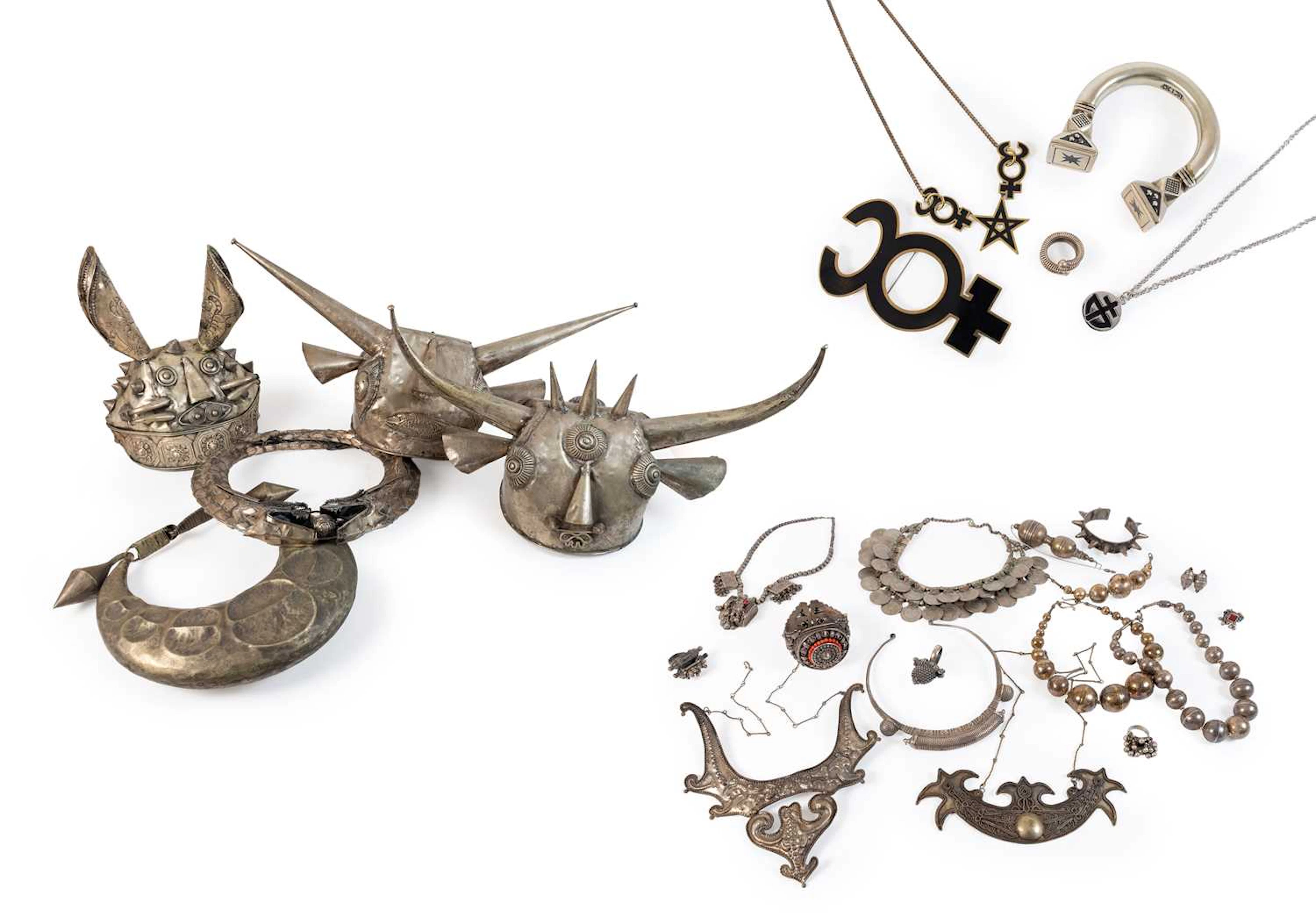 Mid-20th Century and Later Chinese Miao Ceremonial Headdresses, Necklaces