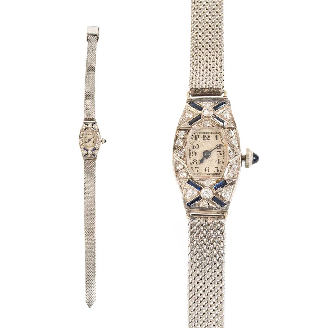A Lady's Sapphire and Diamond Set Wristwatch, 1930's