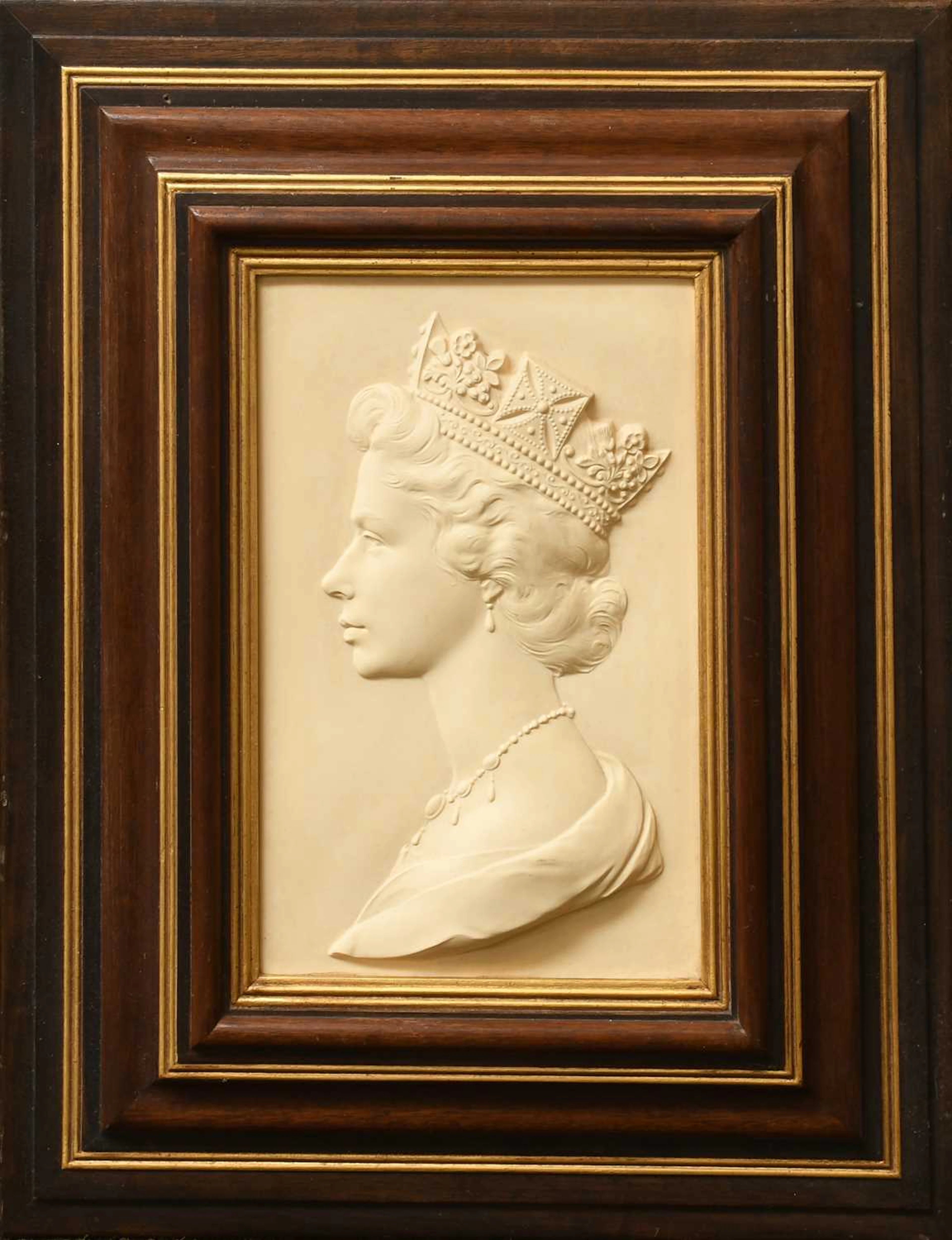 A Royal Worcester Porcelain Plaque - Portrait of Her Majesty Queen