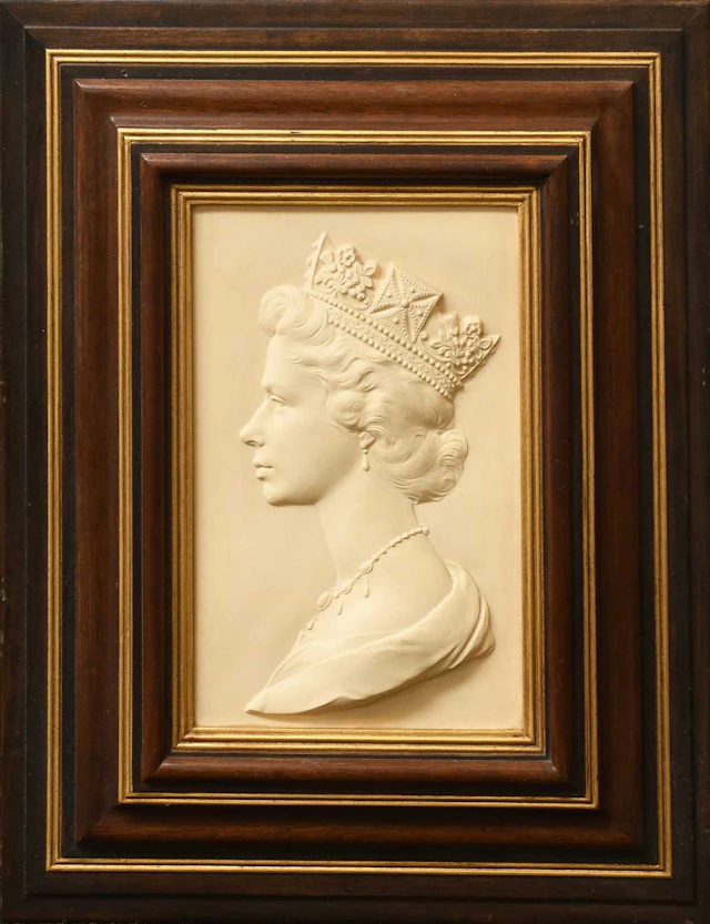 A Royal Worcester Porcelain Plaque - Portrait of Her Majesty Queen