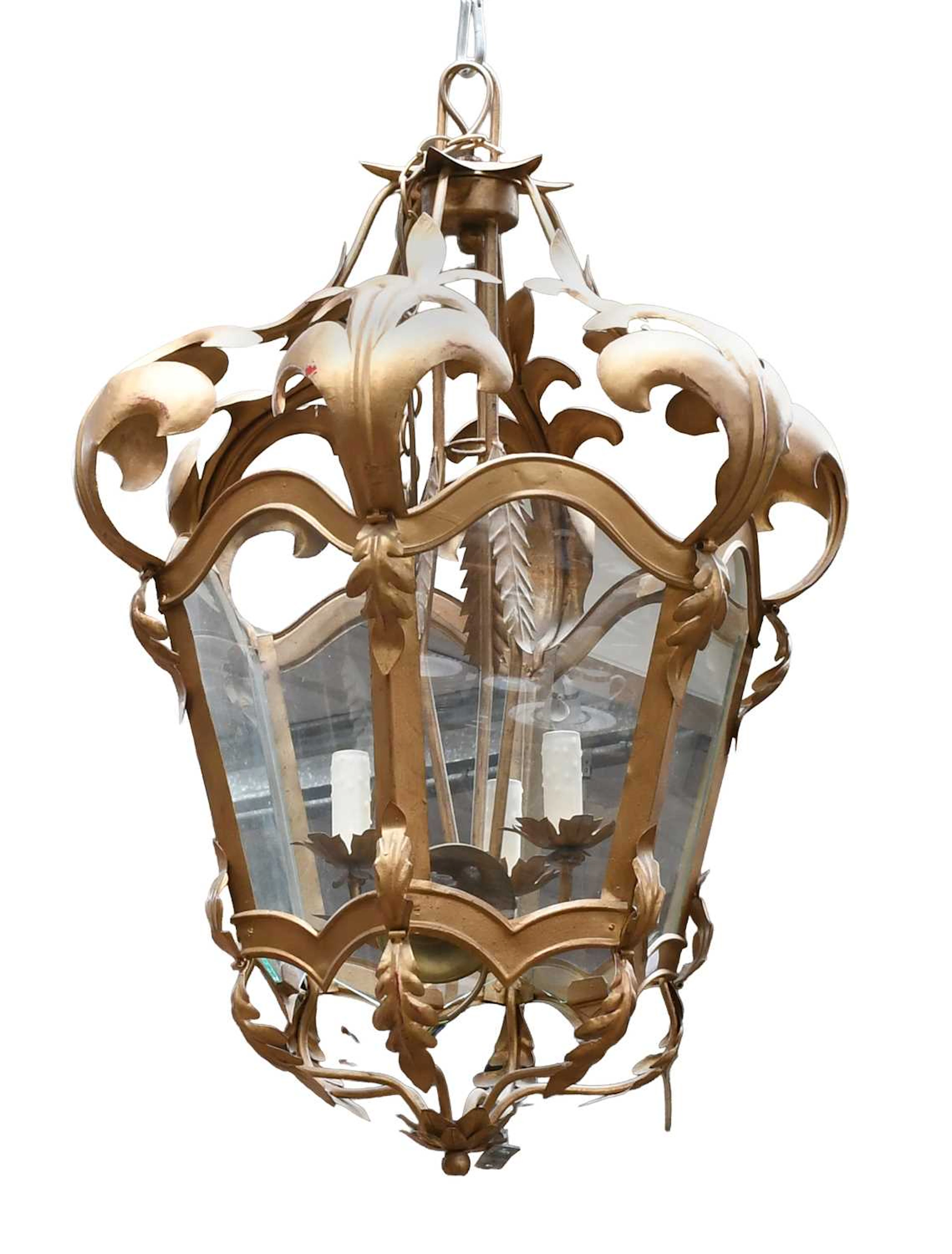 A Gilt Metal Three-Light Lantern