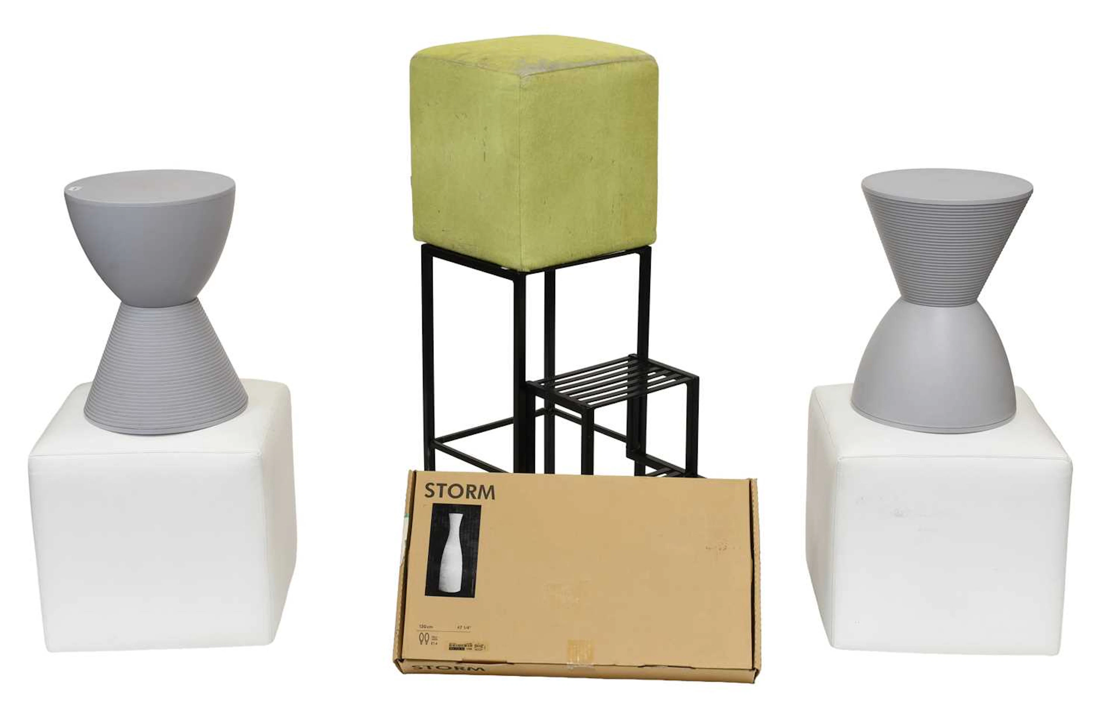 Pair of Prince Aha Stools by Philippe Starck in Grey Plastic