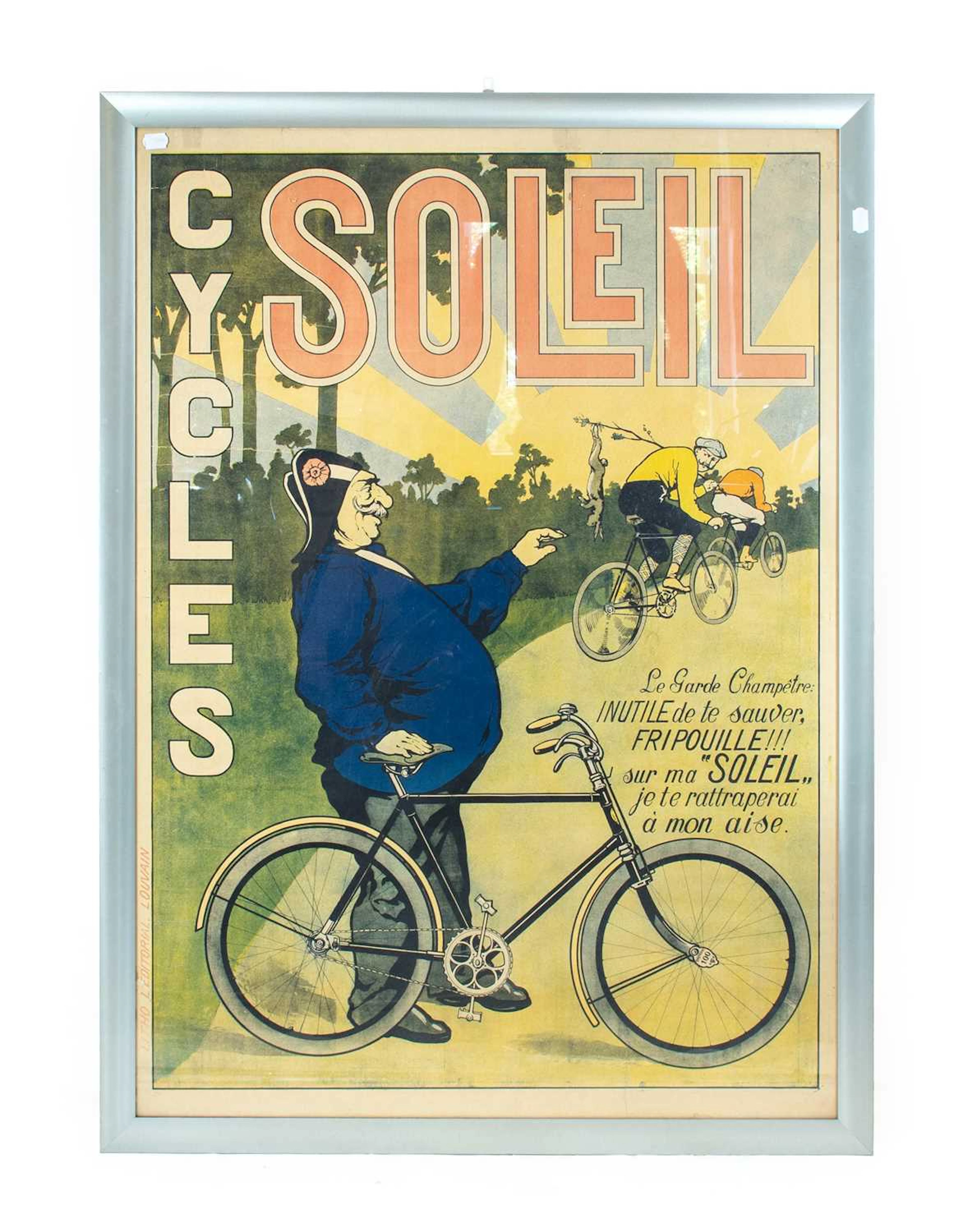 A Large Early 20th Century French "Soleil Cycles" Advertising Poster