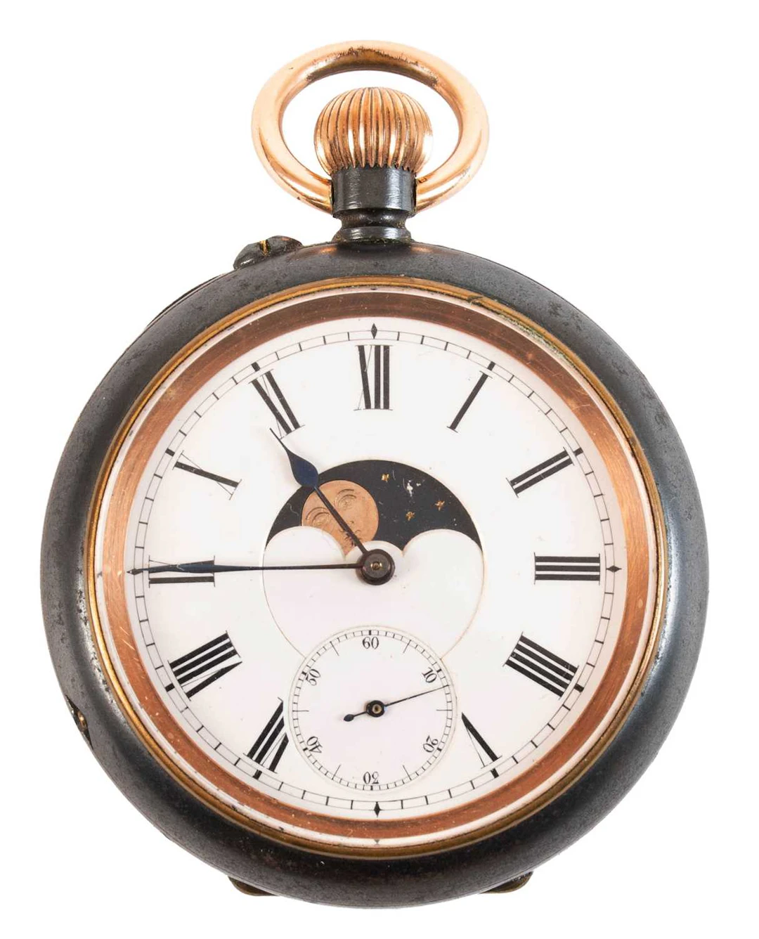 A Gun Metal Triple Calendar Moonphase Display Pocket Watch, circa 1900