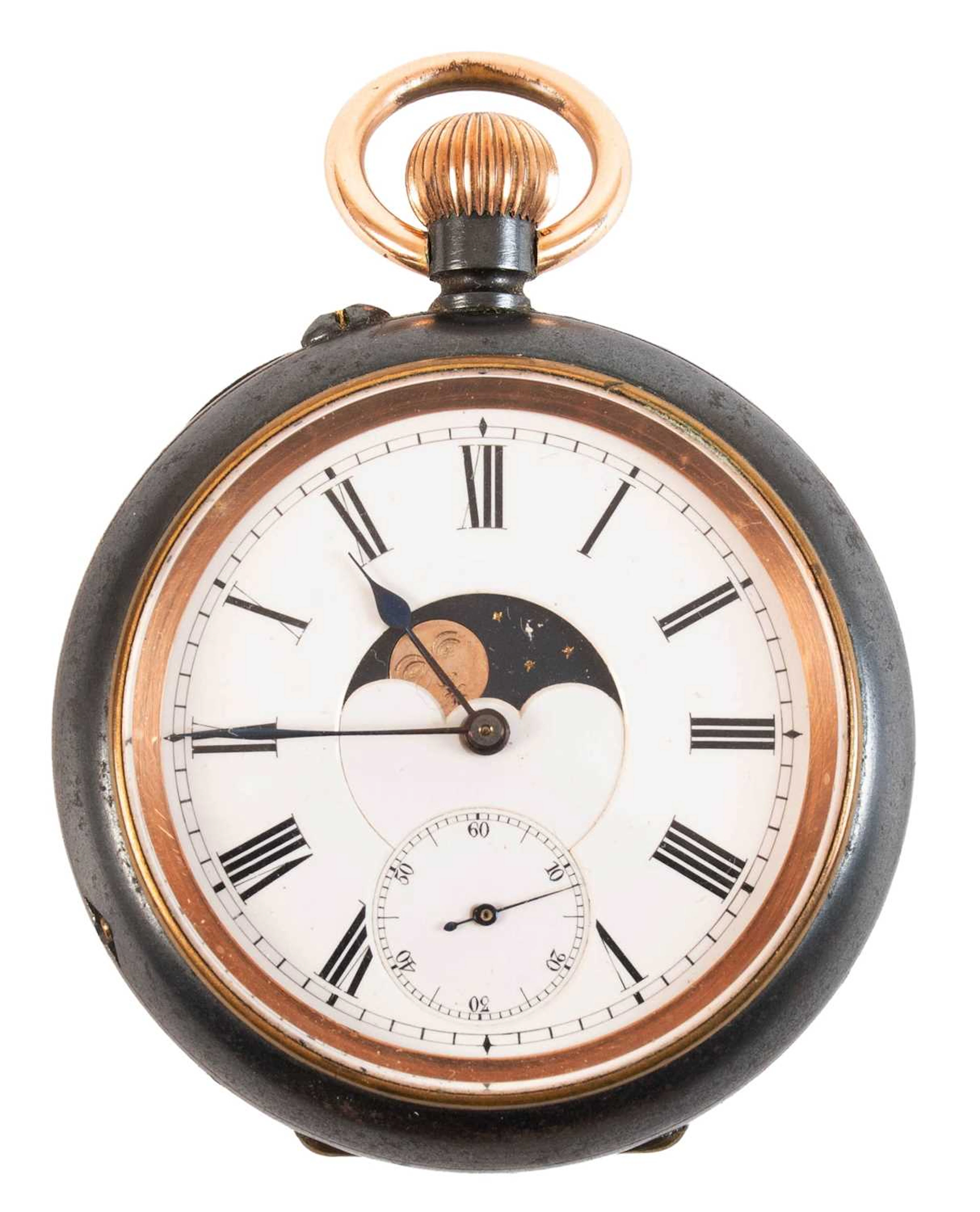 A Gun Metal Triple Calendar Moonphase Display Pocket Watch, circa 1900