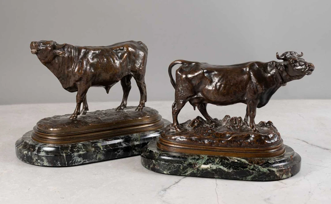 After Rosa Bonheur (1822-1899): A Bronze Model of a Bellowing Bull