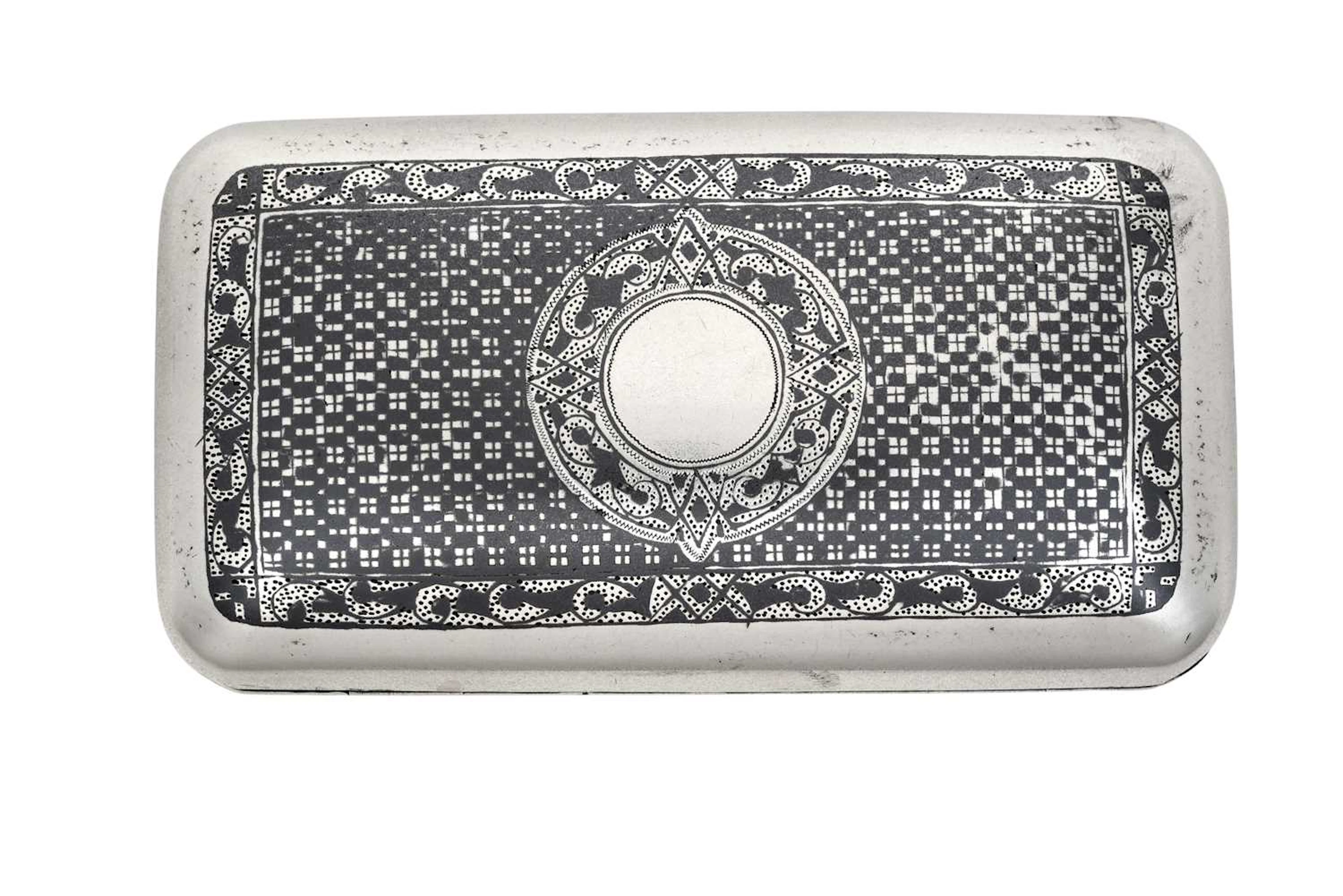 A Russian Silver and Niello Cheroot-Box Probably by N. N. Fyeofilov