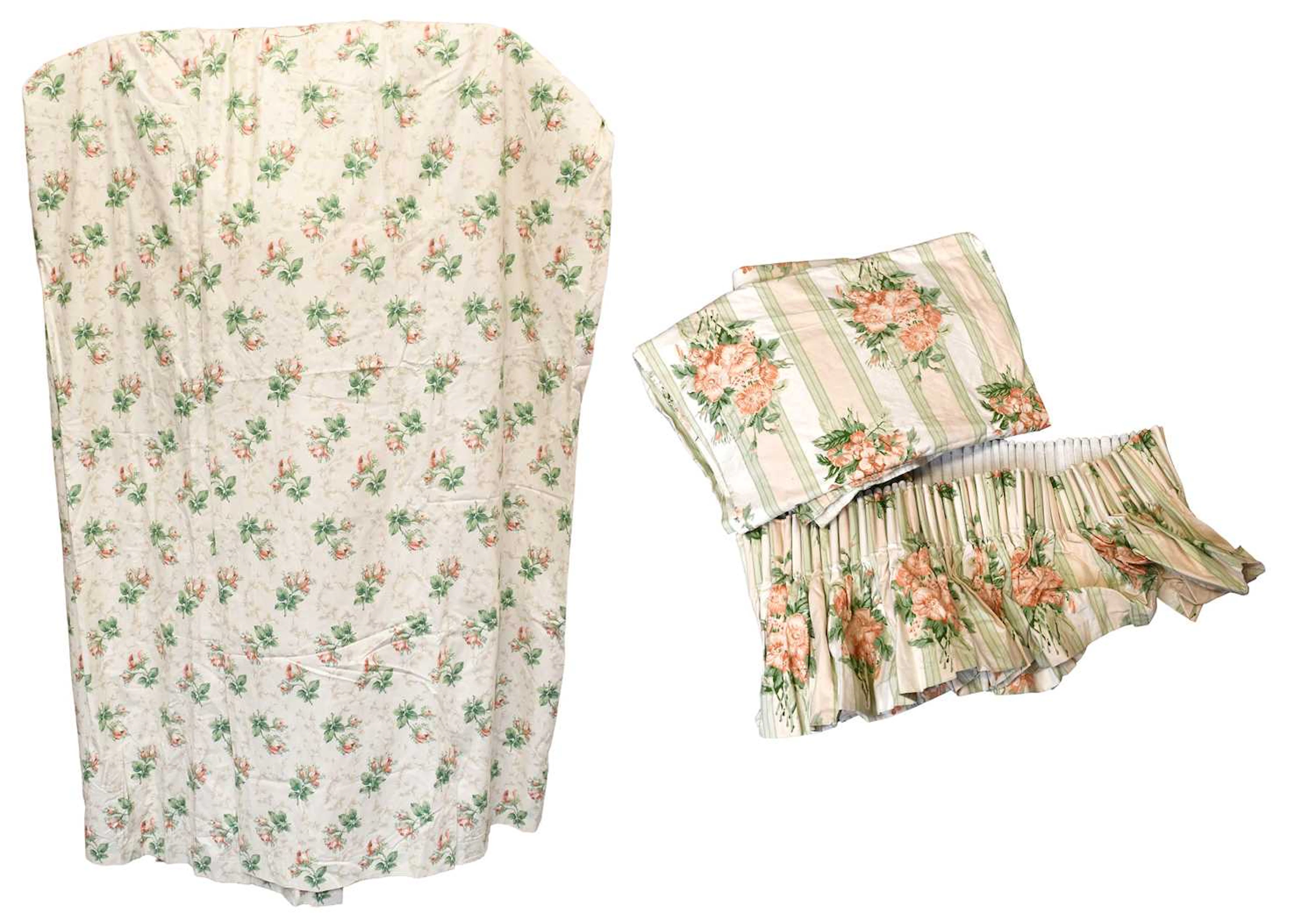 Two Pairs of Short Floral Curtains