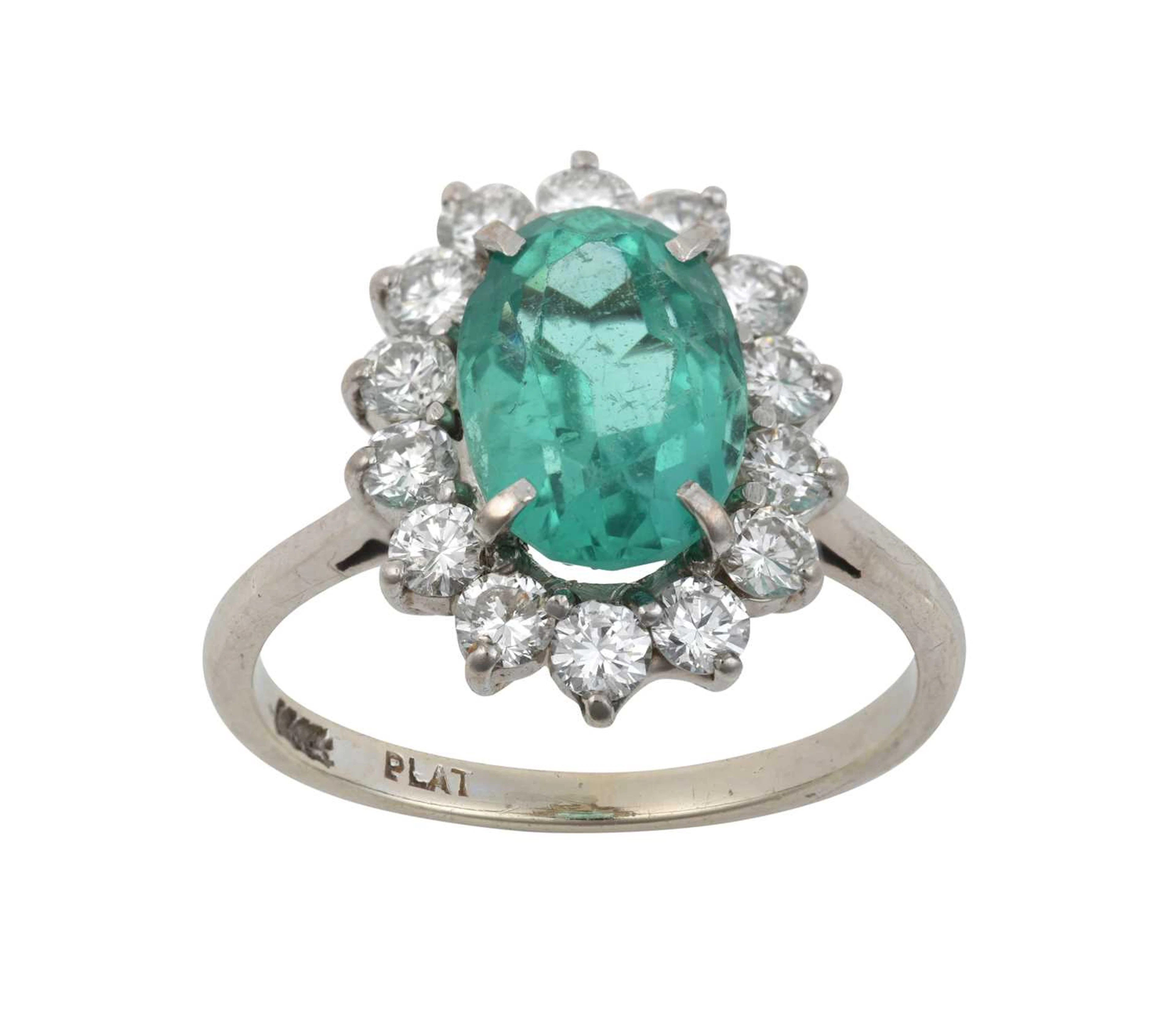 An Emerald and Diamond Cluster Ring