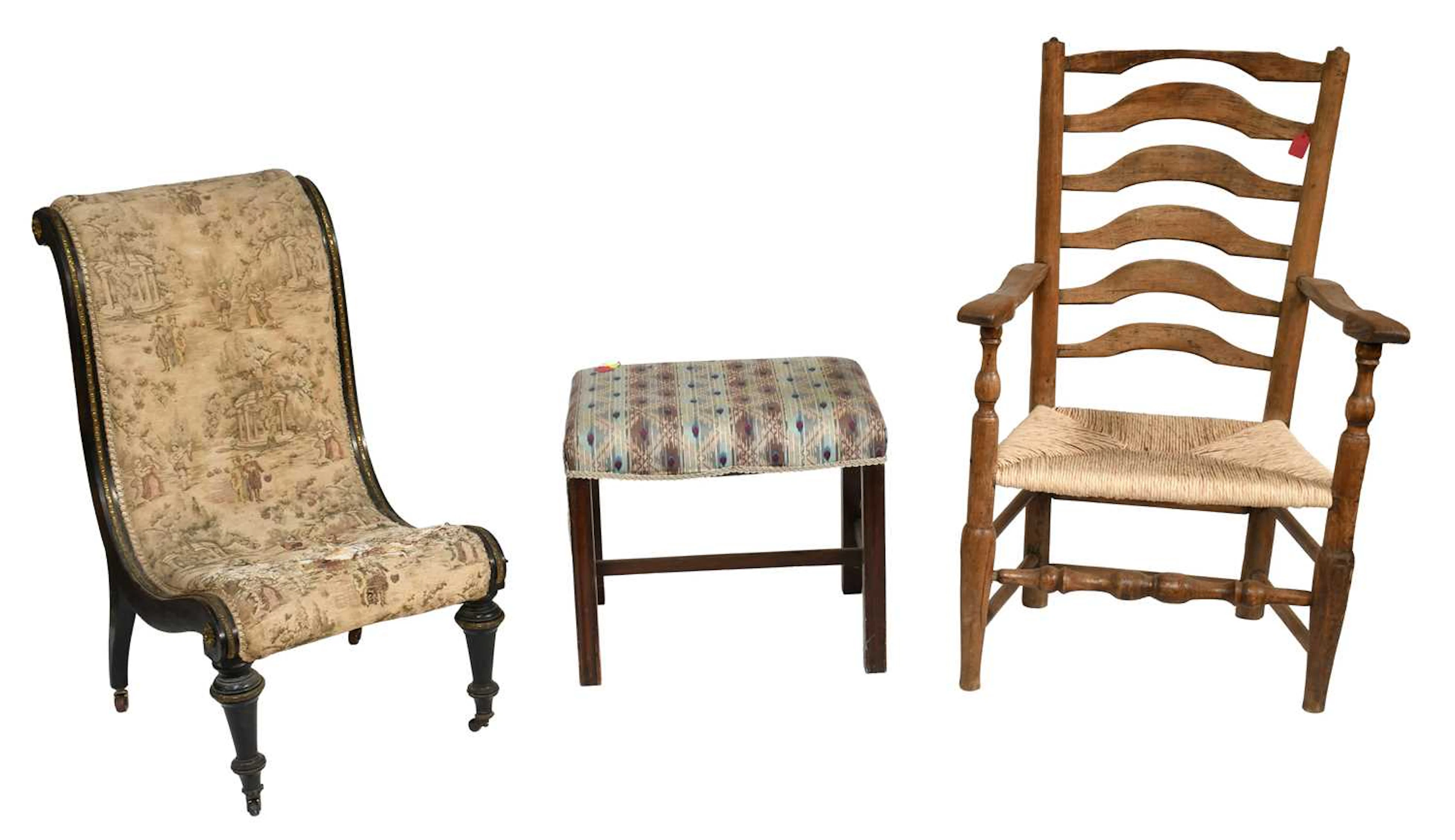 A Victorian Ebonised Slipper chair