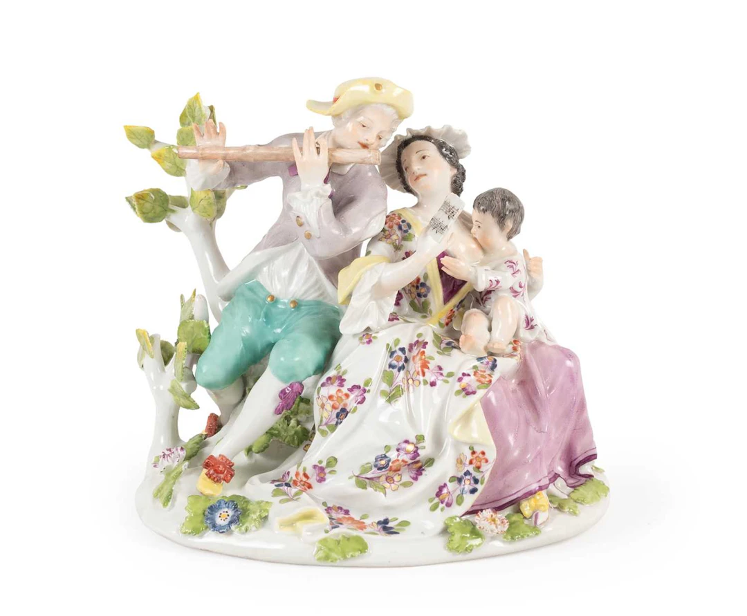A Meissen Porcelain Musical Family Group, circa 1745