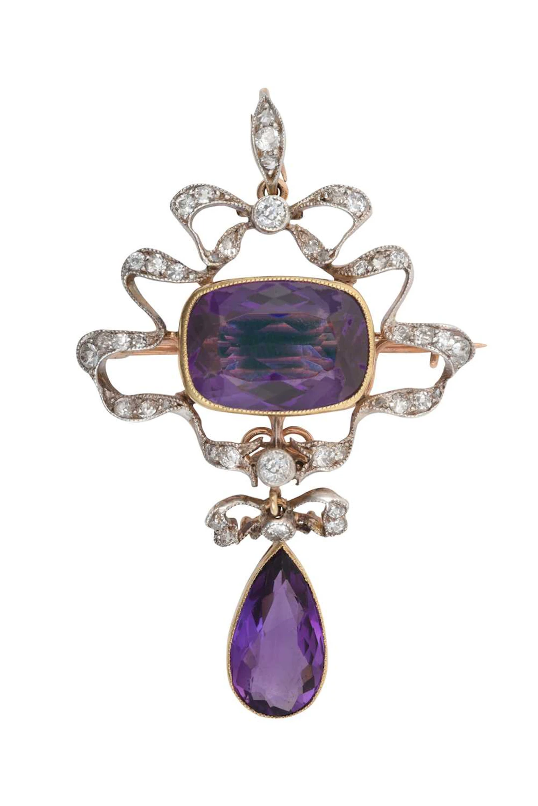 An Amethyst and Diamond Brooch/Pendant, circa 1900