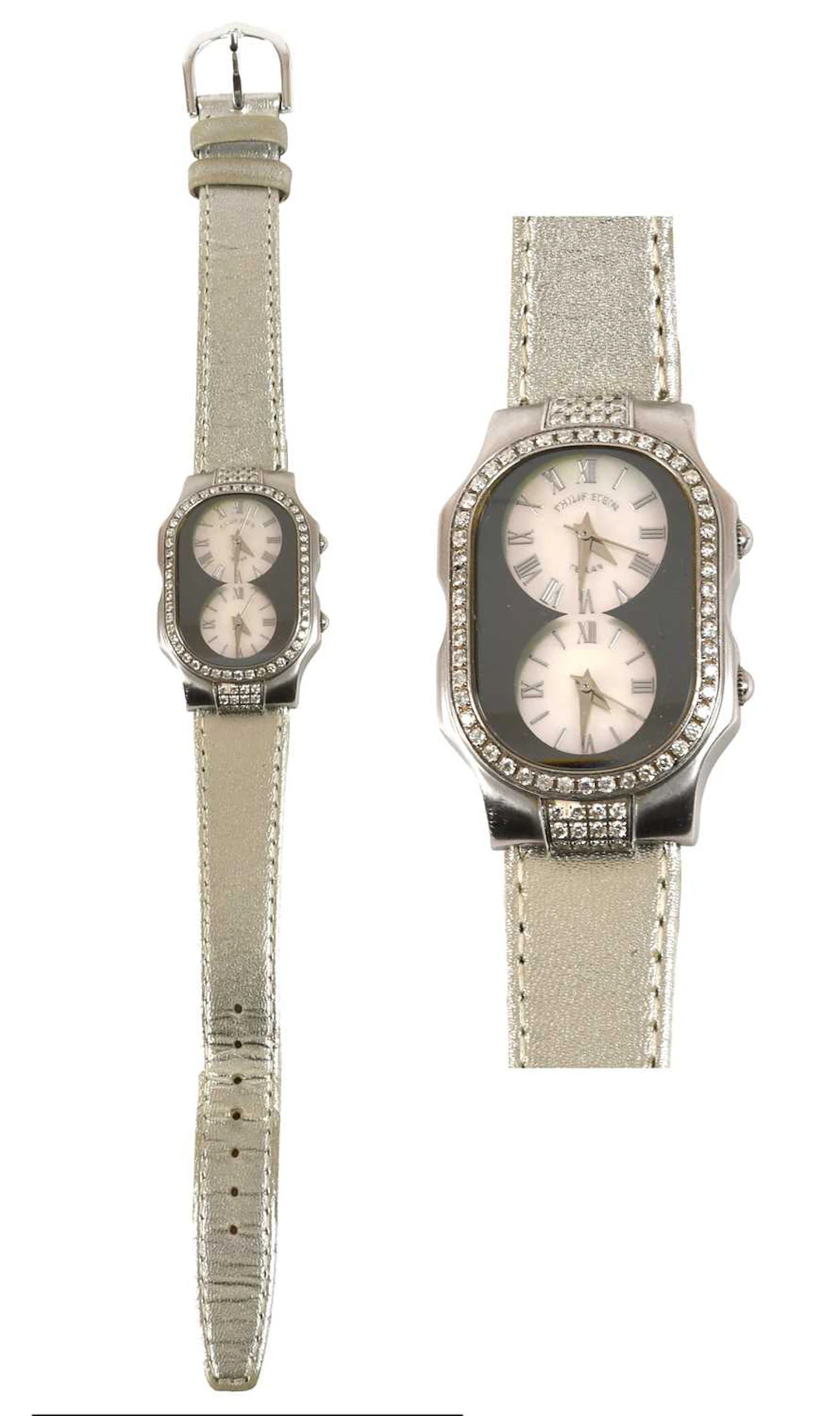 A Lady's Steel Diamond Set Dual Time Zone Wristwatch, signed Philip