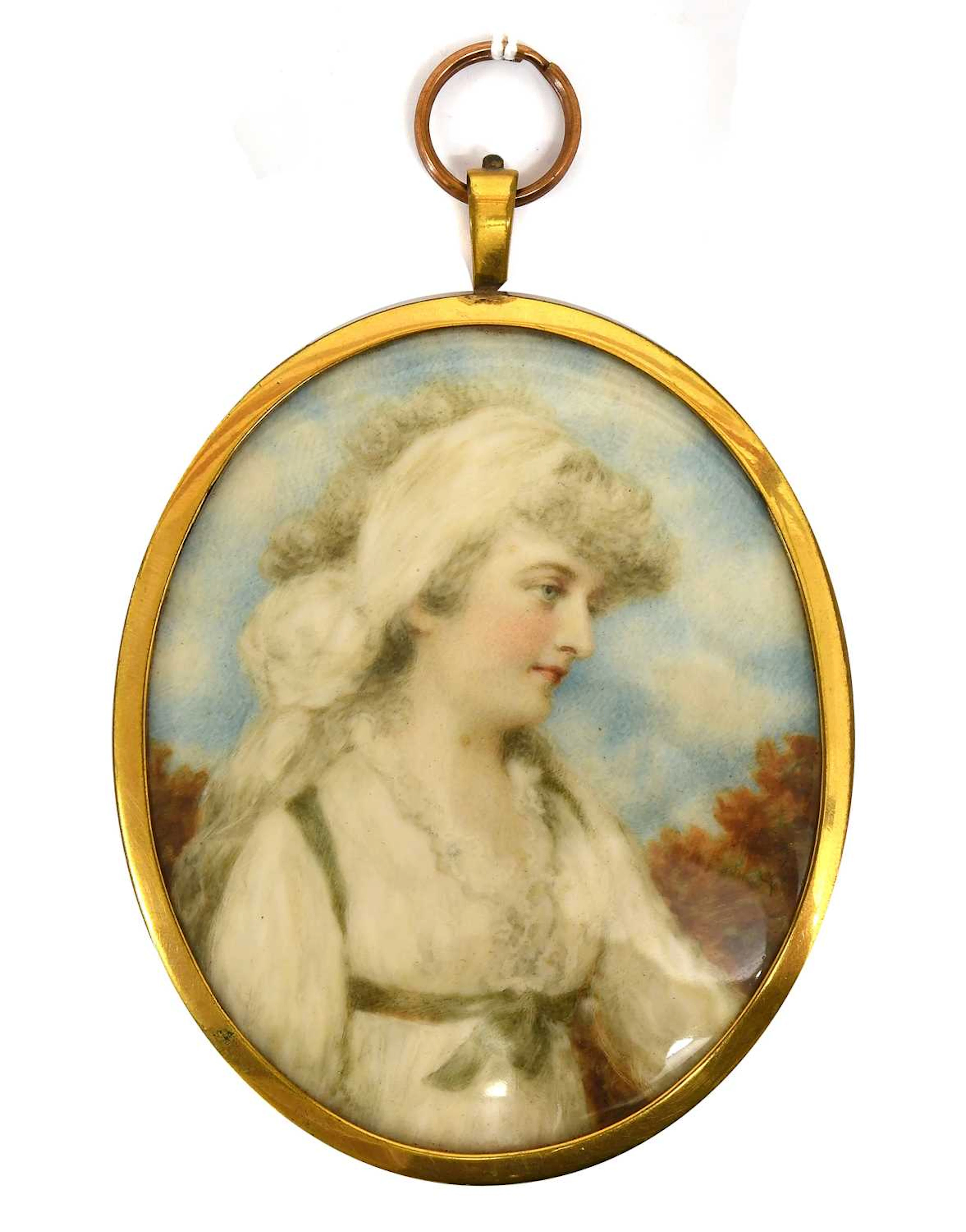 British School (18th Century) Miniature Half-Length Portrait of a lady