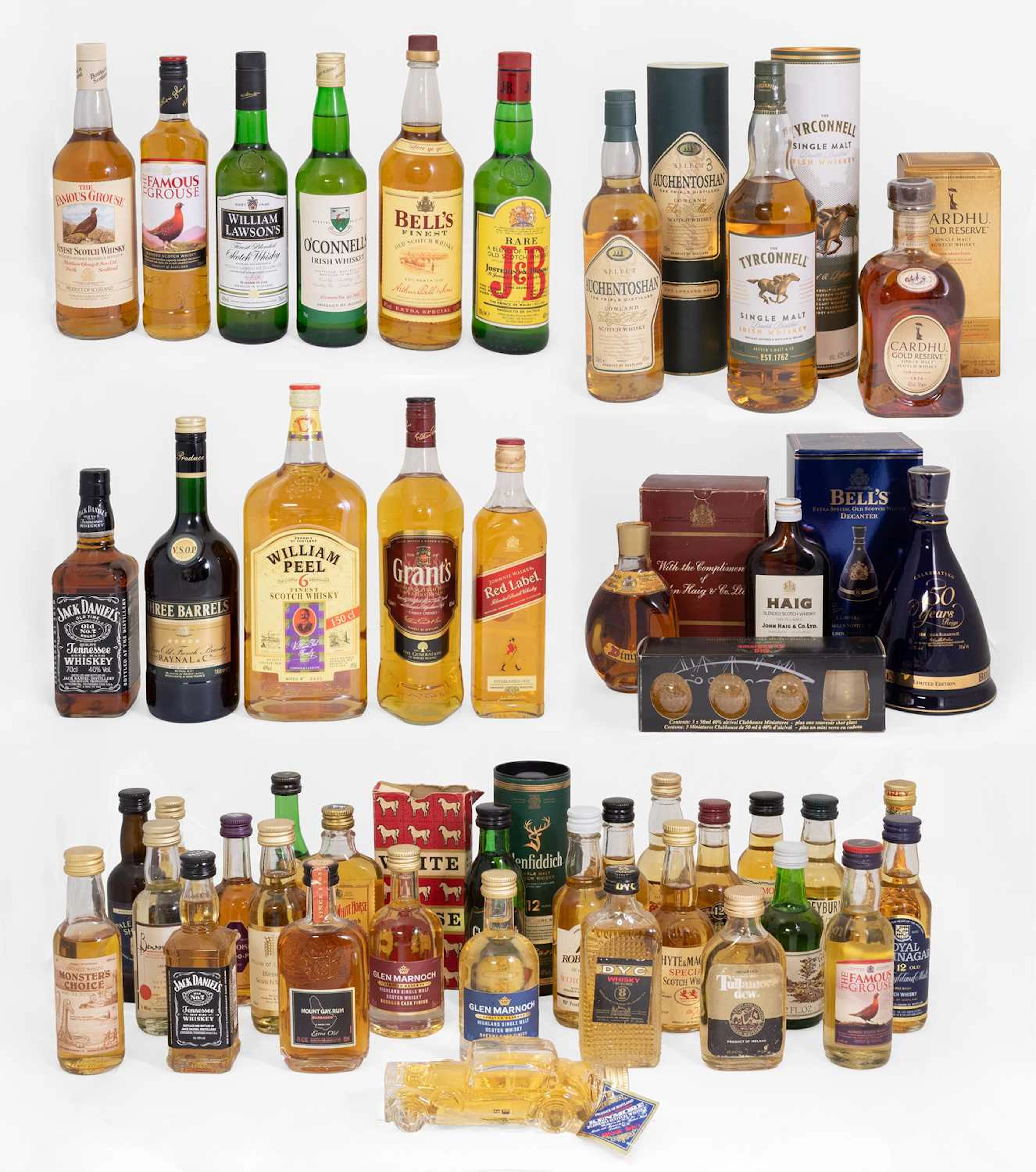 Auchentoshan Select Lowland Single Malt Scotch Whisky, Cardhu Gold