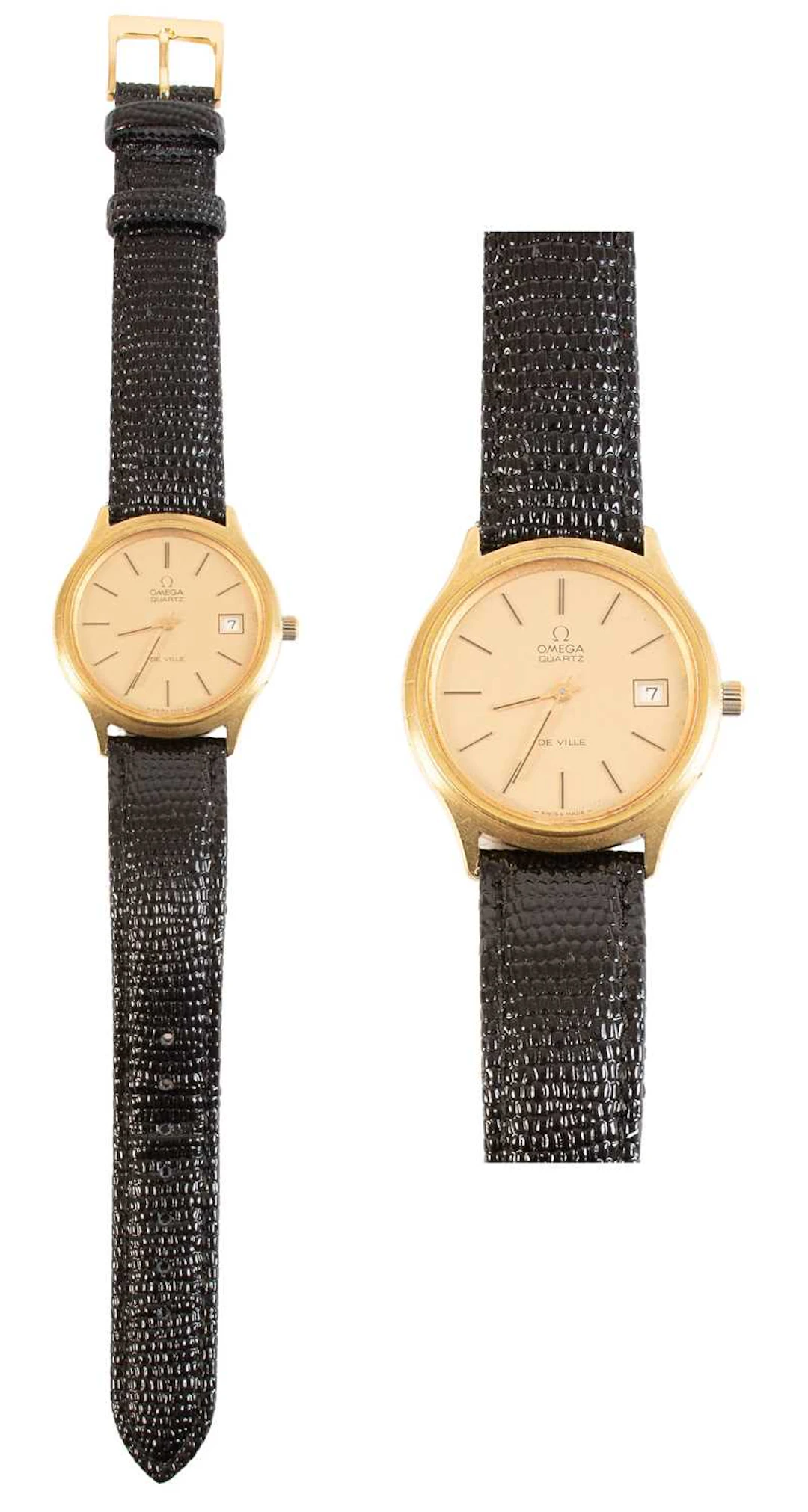 A Plated Calendar Wristwatch, signed Omega, model: De Ville, 1980's