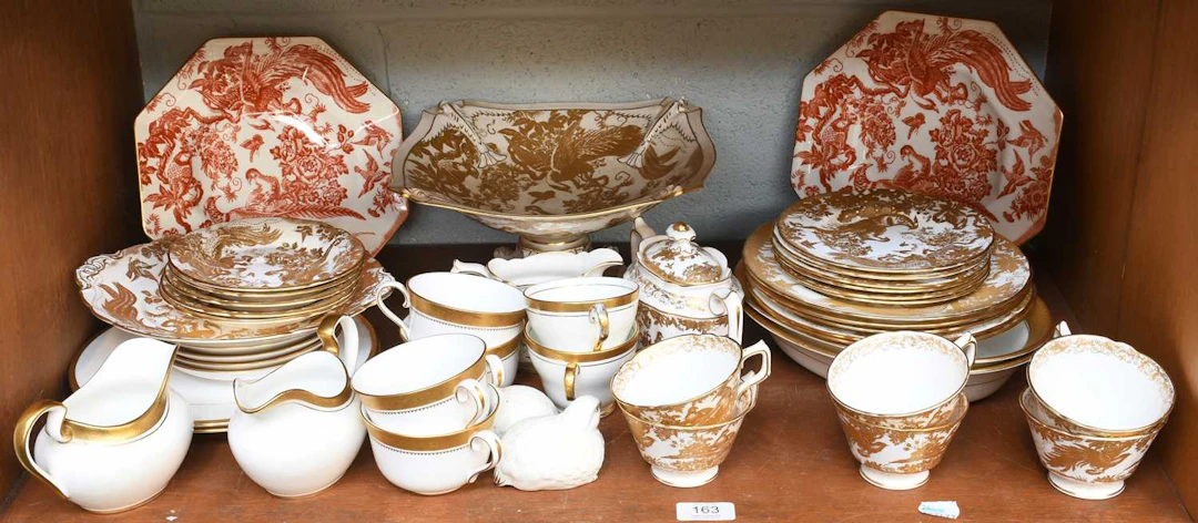 Royal Crown Derby Porcelain "Golden Aves" Part Teaset