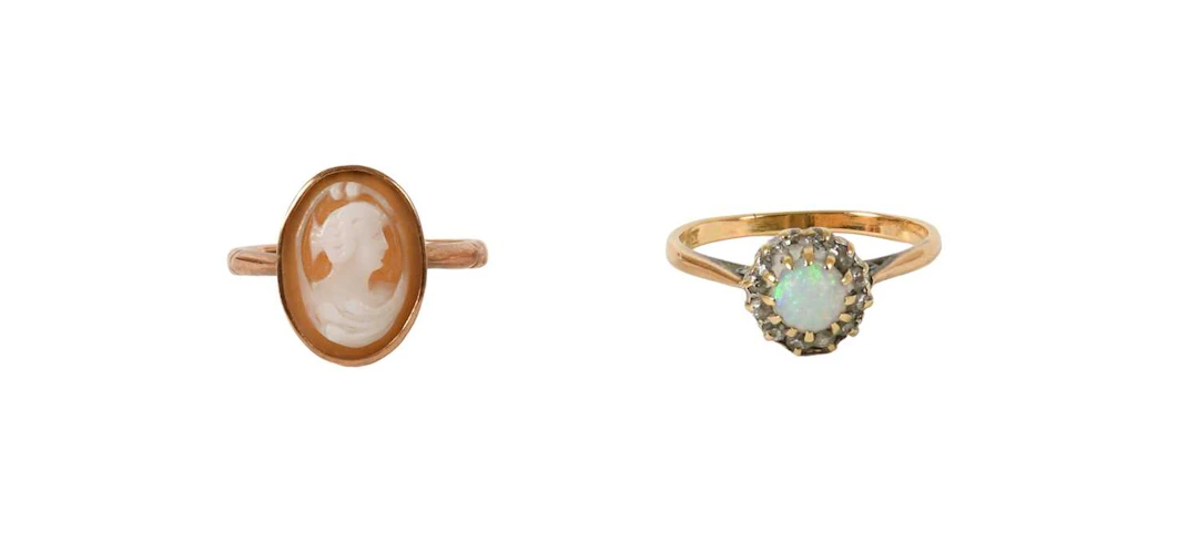 An Opal and Diamond Cluster Ring, A Cameo Ring