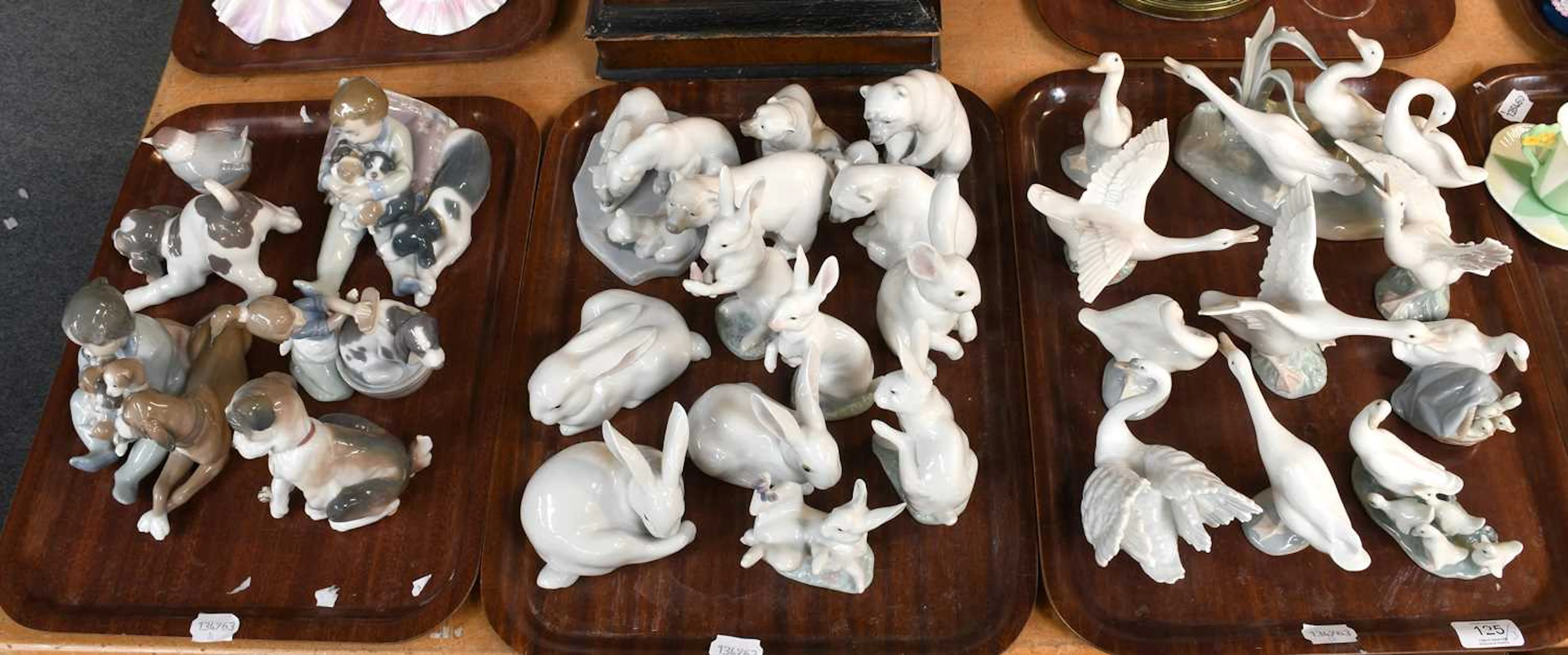 A Collection of Lladro Porcelain Figures and Animal Models