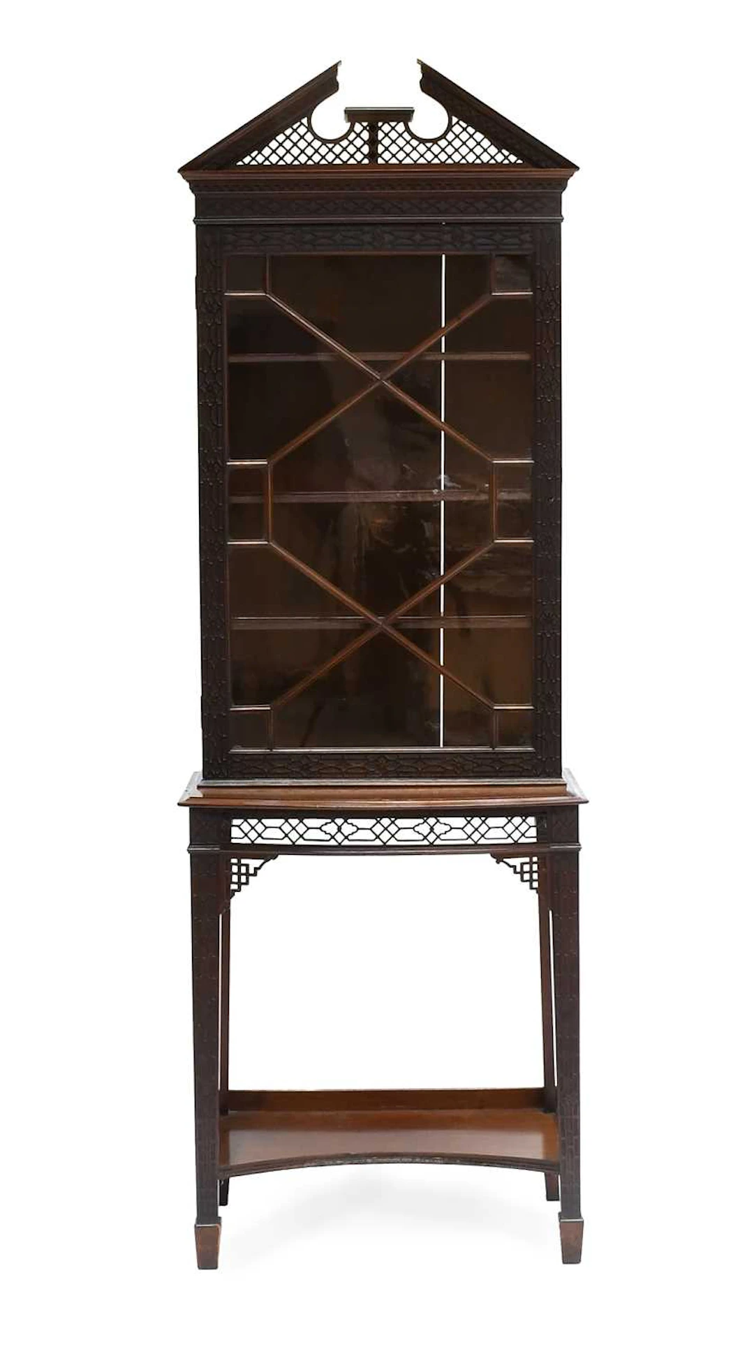 An Edwardian Carved Mahogany Chippendale Revival Display Cabinet, circa 1900
