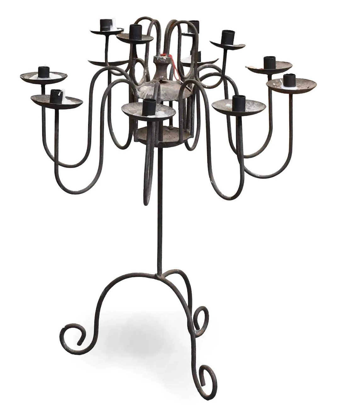 A Spanish Style Twelve Light Wrought Iron Candelabra