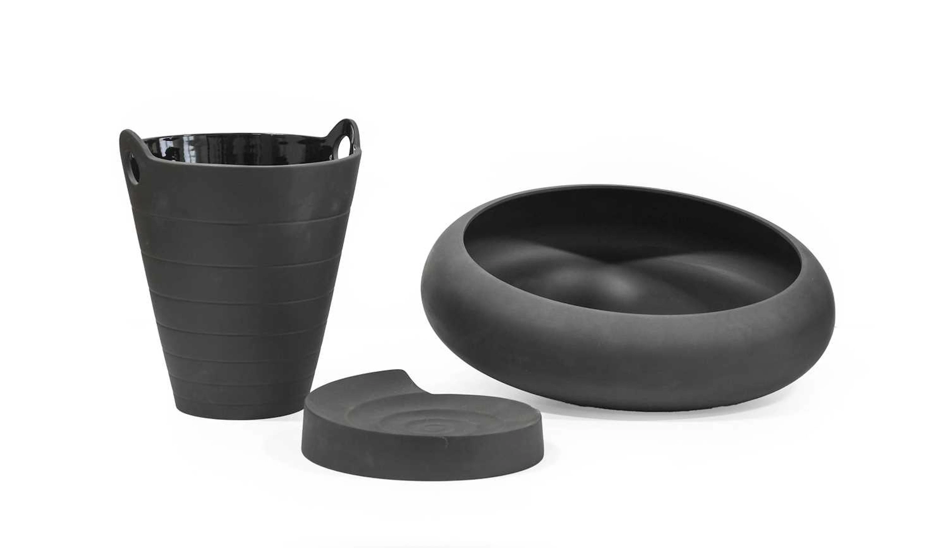 Michael Sodeau for Wedgwood: A Black Jasper Rocking Bowl, circa 2000