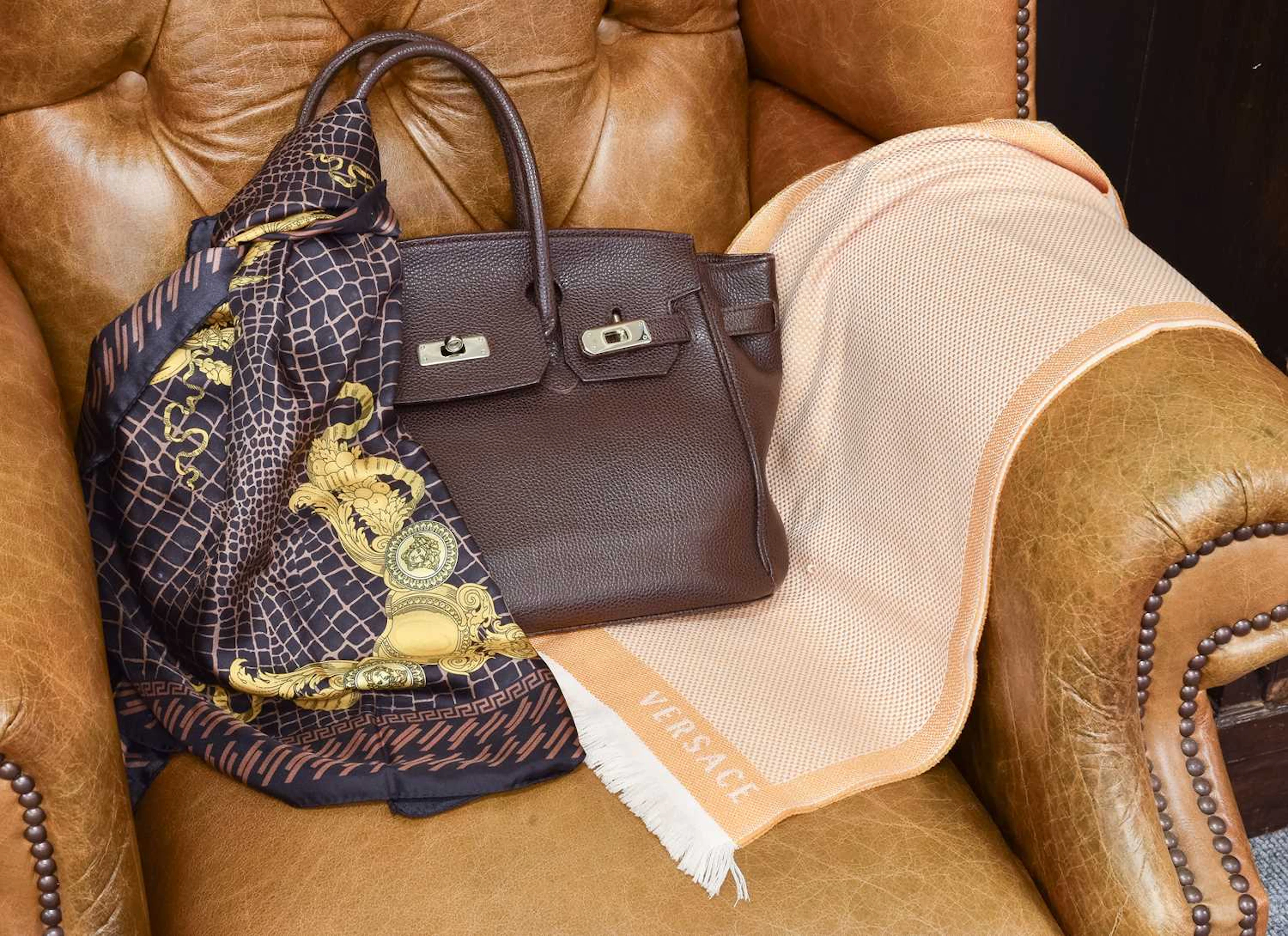 Osprey Brown Leather Handbag, Versace