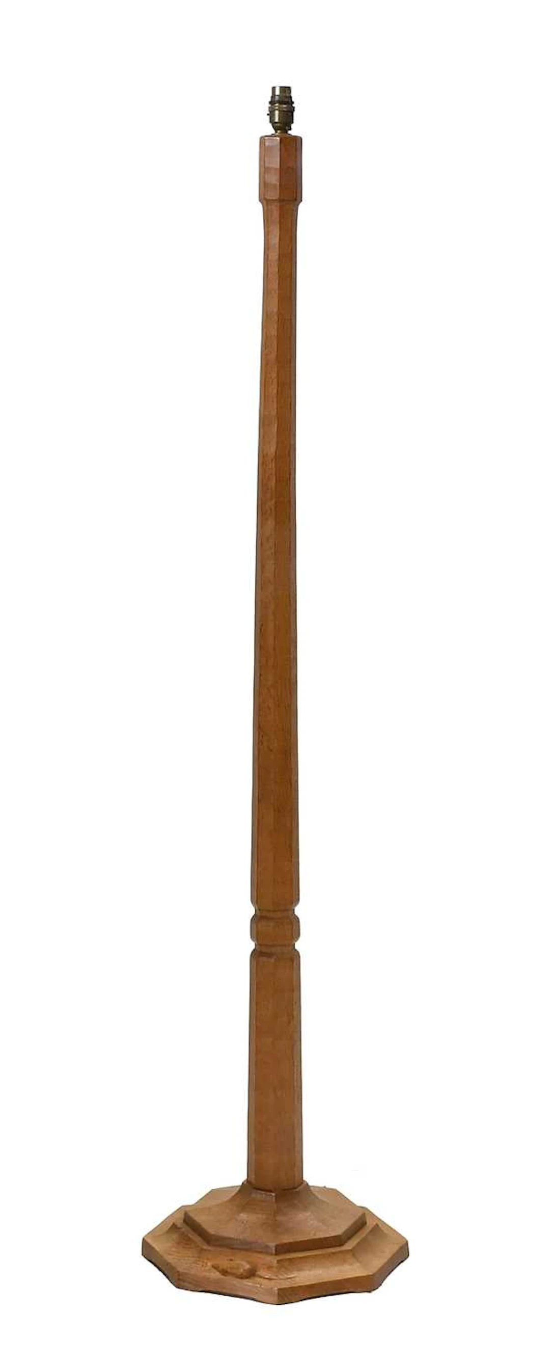Workshop of Robert Mouseman Thompson (Kilburn): An English Oak Standard Lamp
