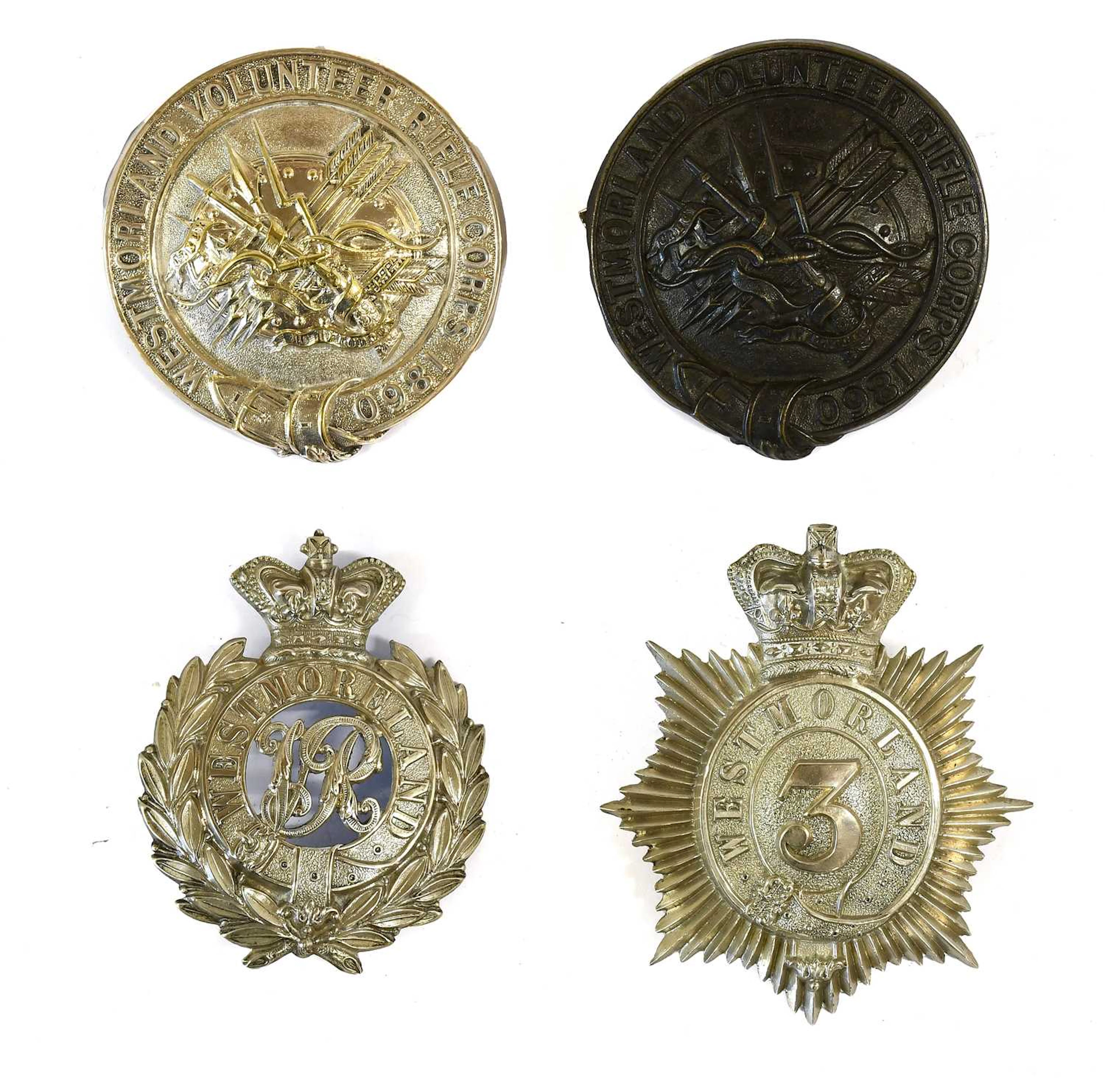 A Victorian Shako Plate to the Westmoreland Rifle Volunteers, a Victorian