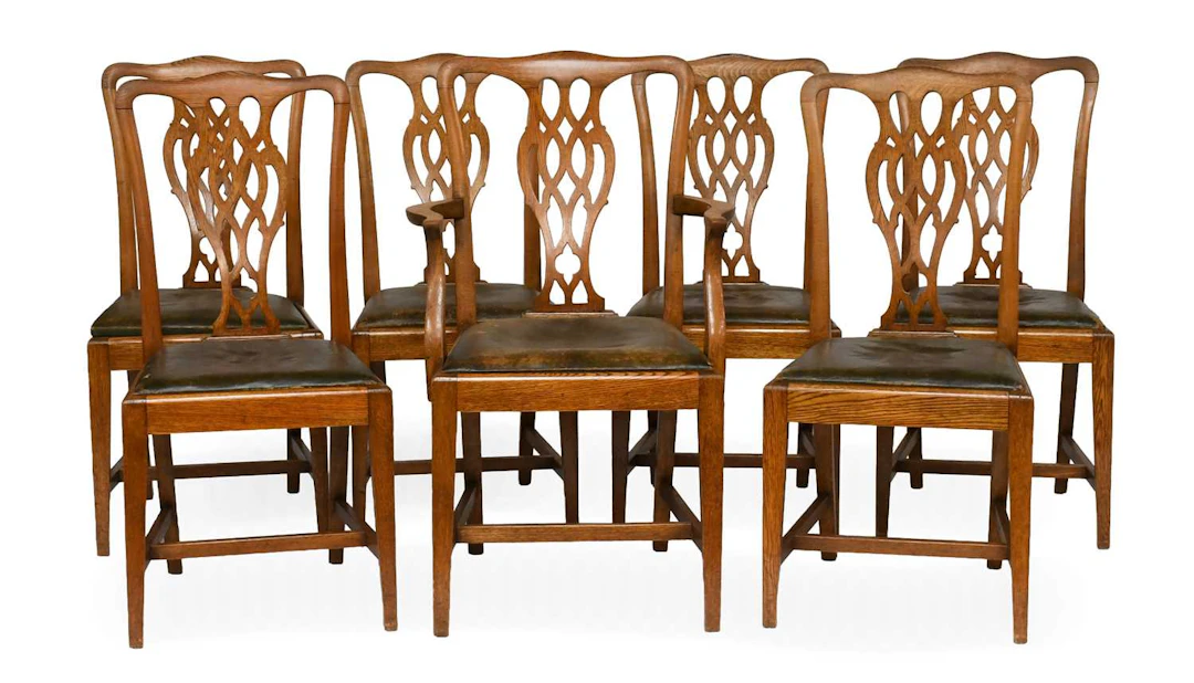 A Set of Seven Oak Dining Chairs