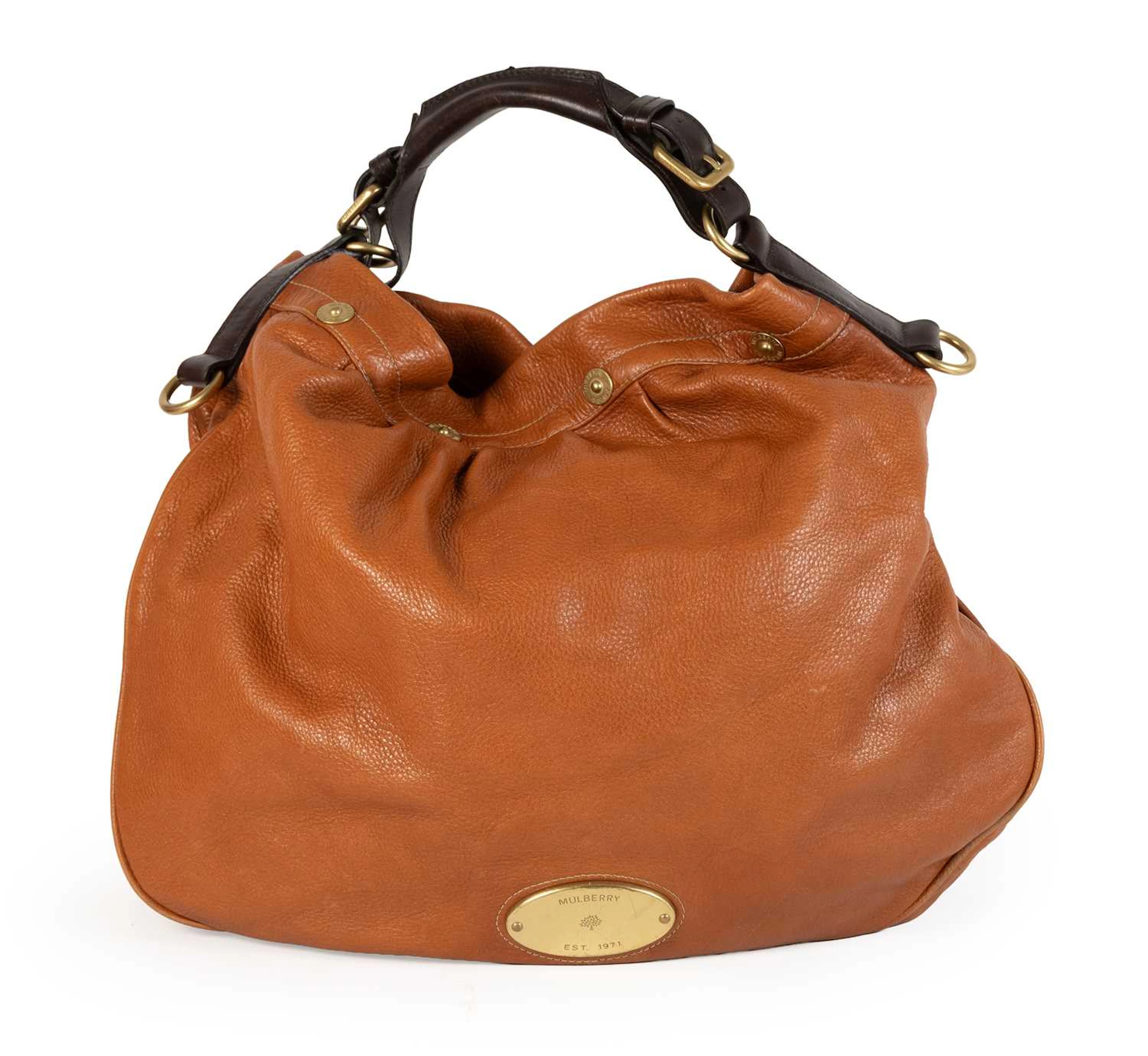Mulberry Tan Leather Scotchgrain Mitzy Hobo Bag