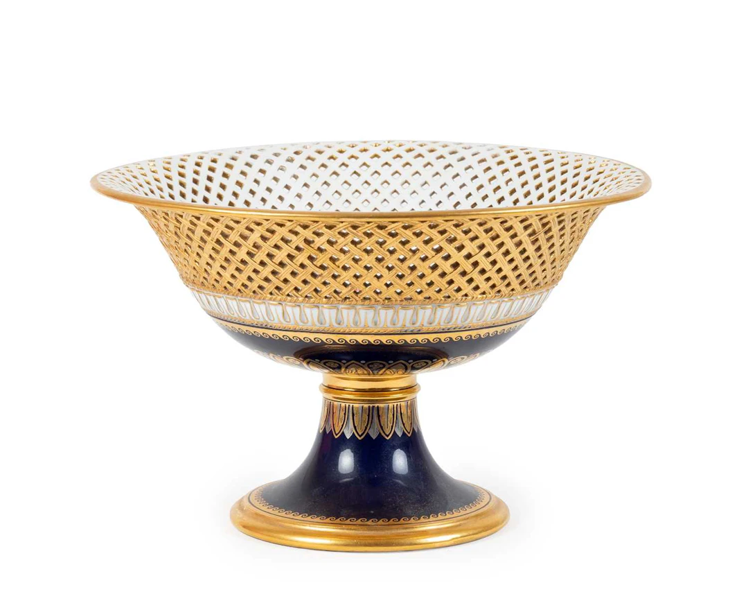 A Sèvres Porcelain Pedestal Basket, circa 1865