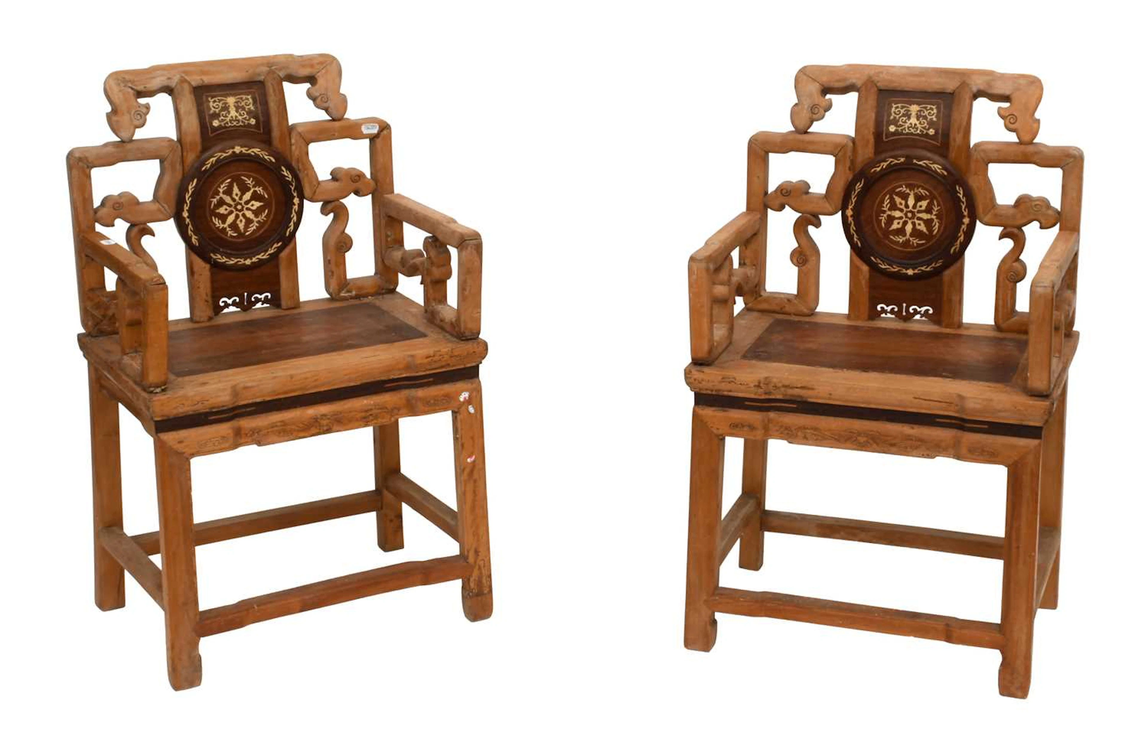 A Pair of Chinese Hardwood Armchairs