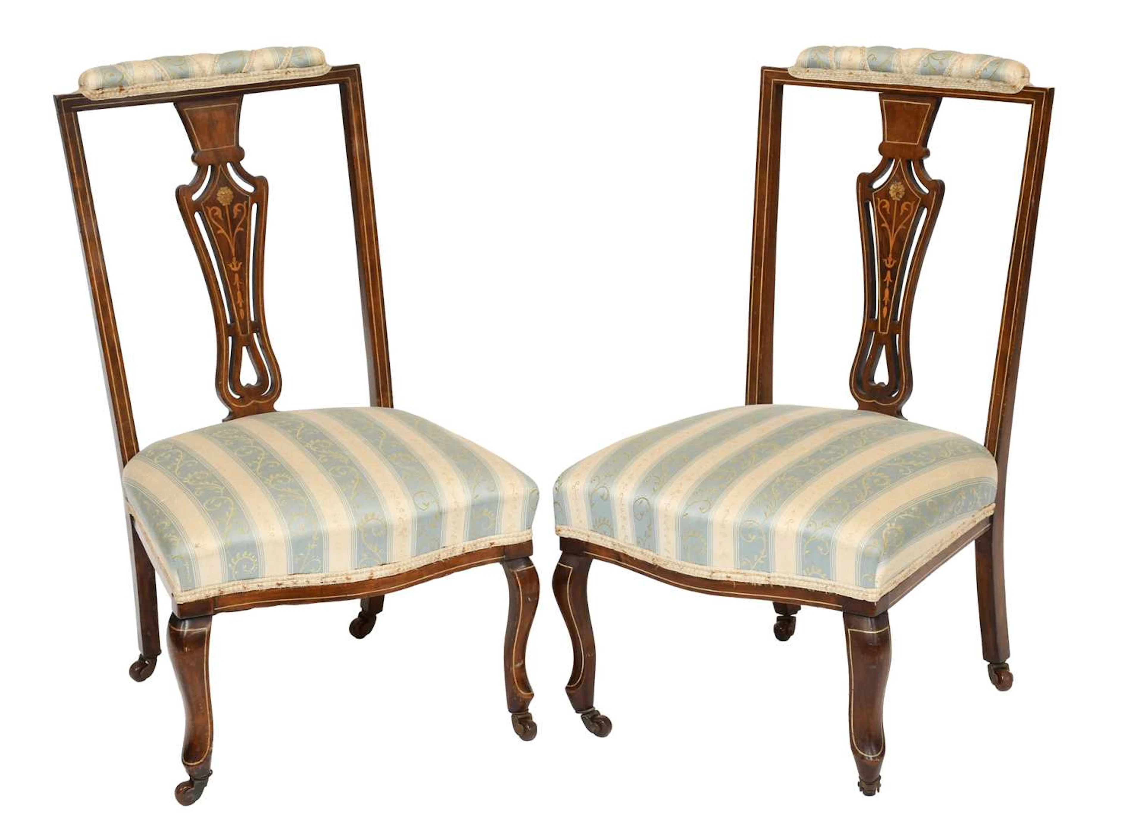 A Pair of Edwardian Upholstered Chairs