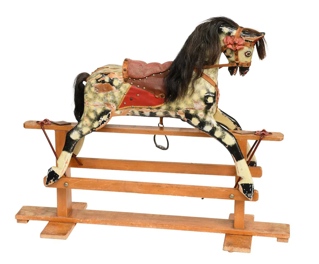 A Dapple Grey Painted Wooden Rocking Horse