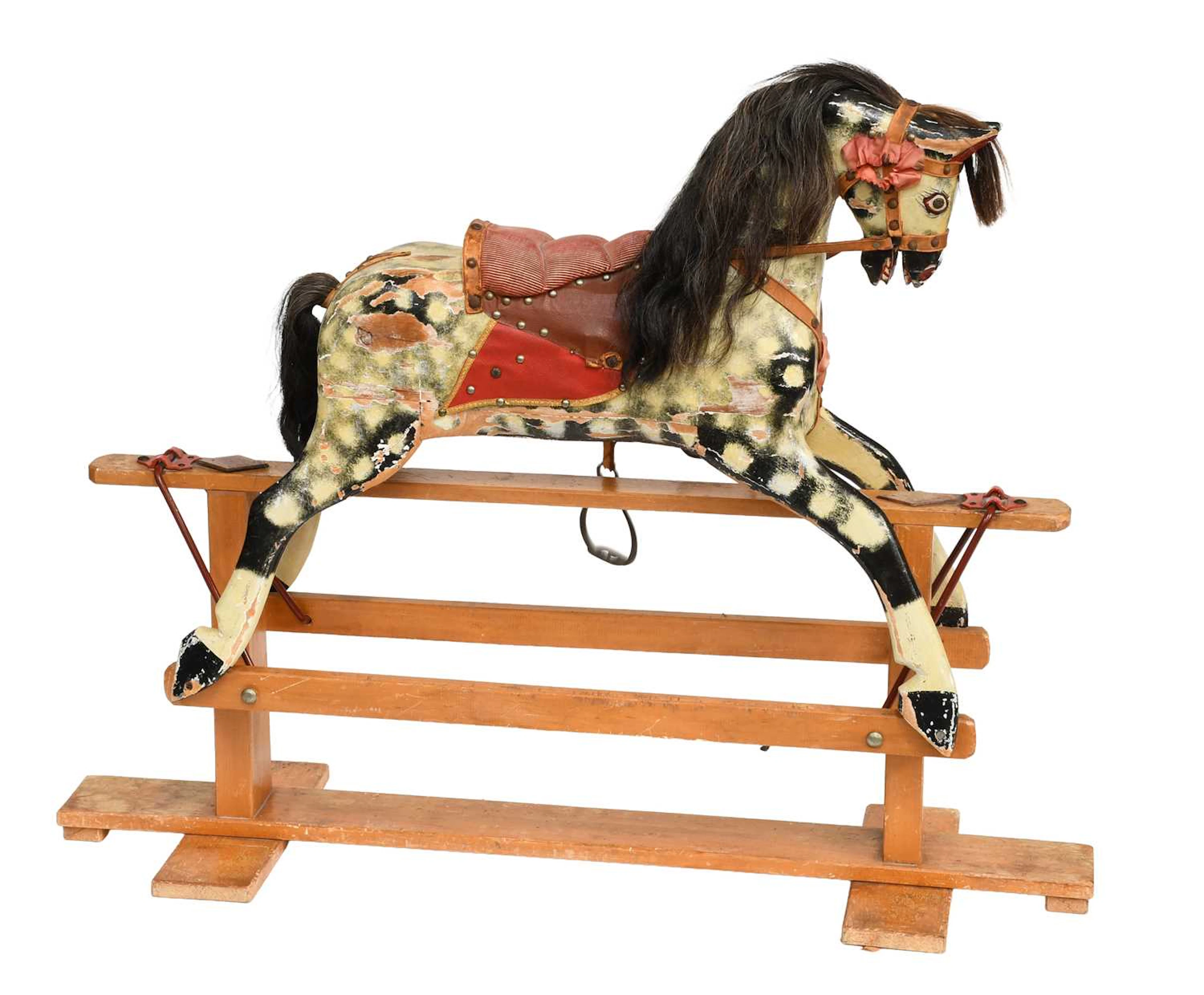 A Dapple Grey Painted Wooden Rocking Horse