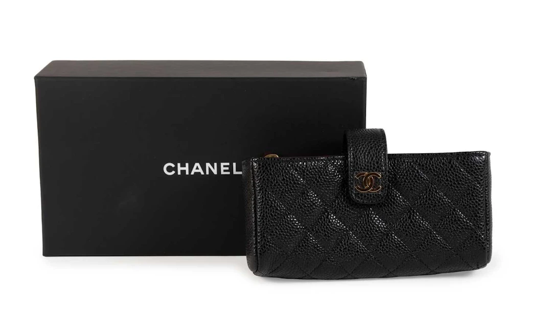 Chanel Black Quilted Caviar Leather CC Phone Pouch