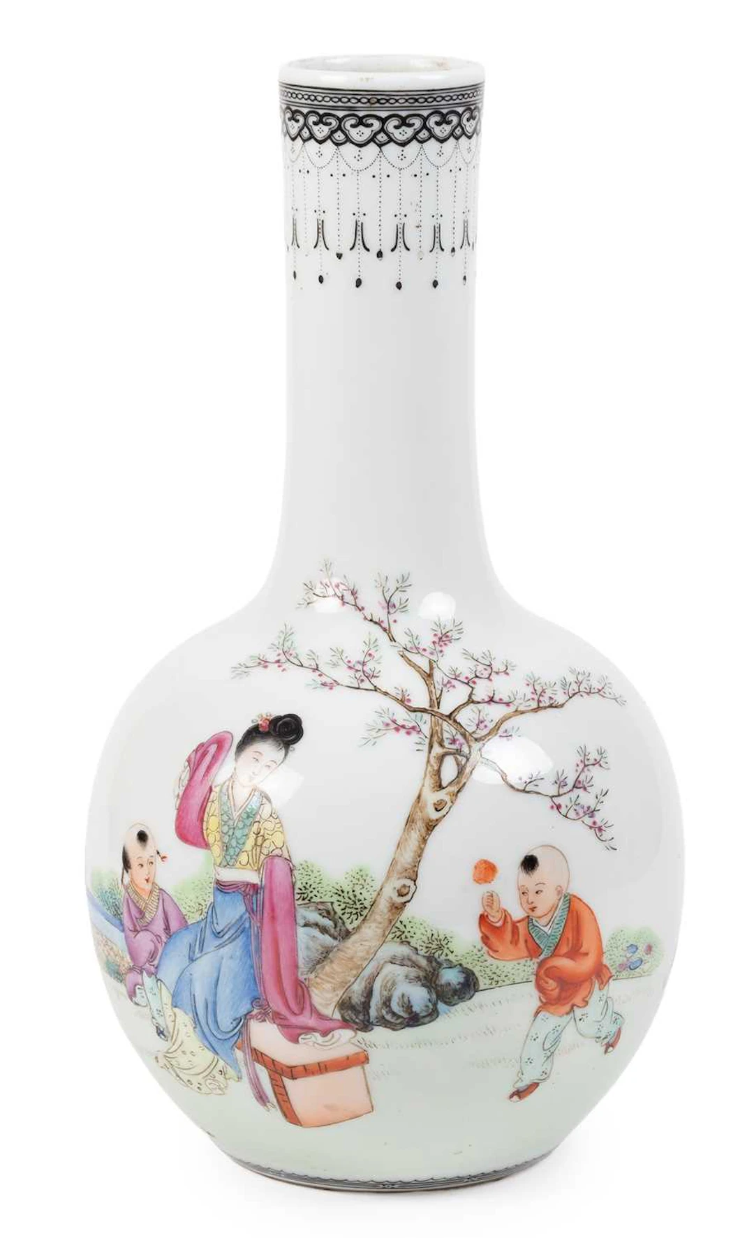 A Chinese Porcelain Bottle Vase, Qianlong reign mark but probably