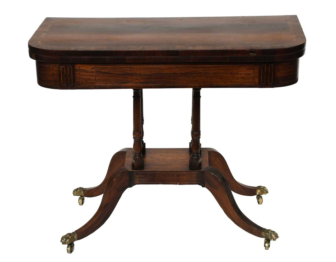 A Regency Crossbanded Rosewood Fold-Over Games Table