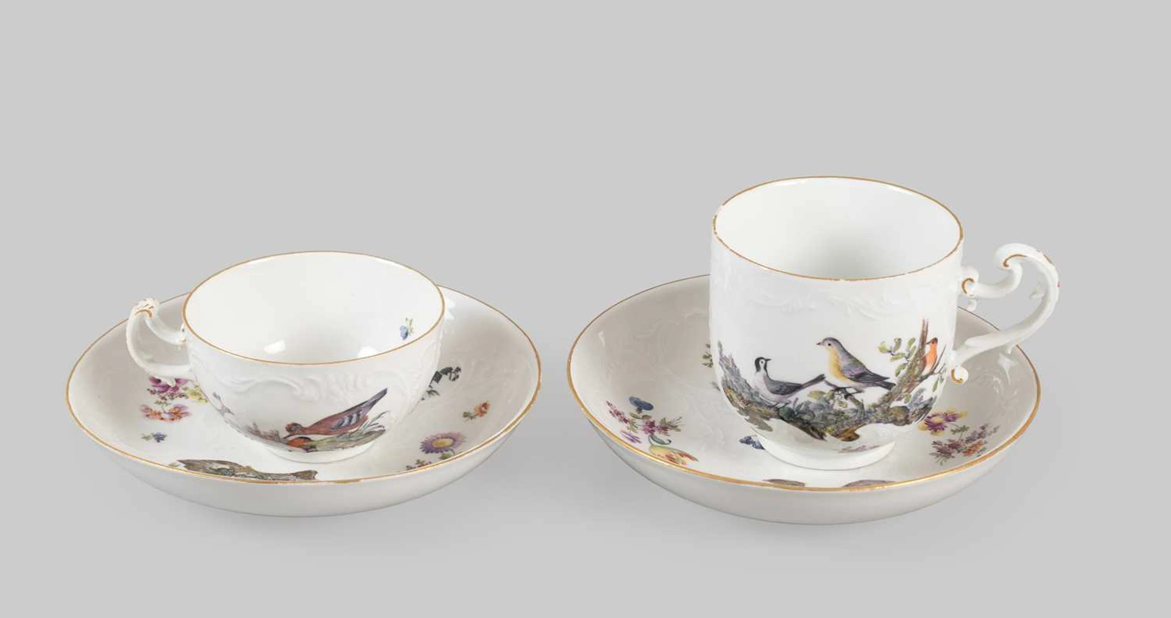 A Meissen Porcelain Teacup and Saucer, circa 1750, A Similar Coffee